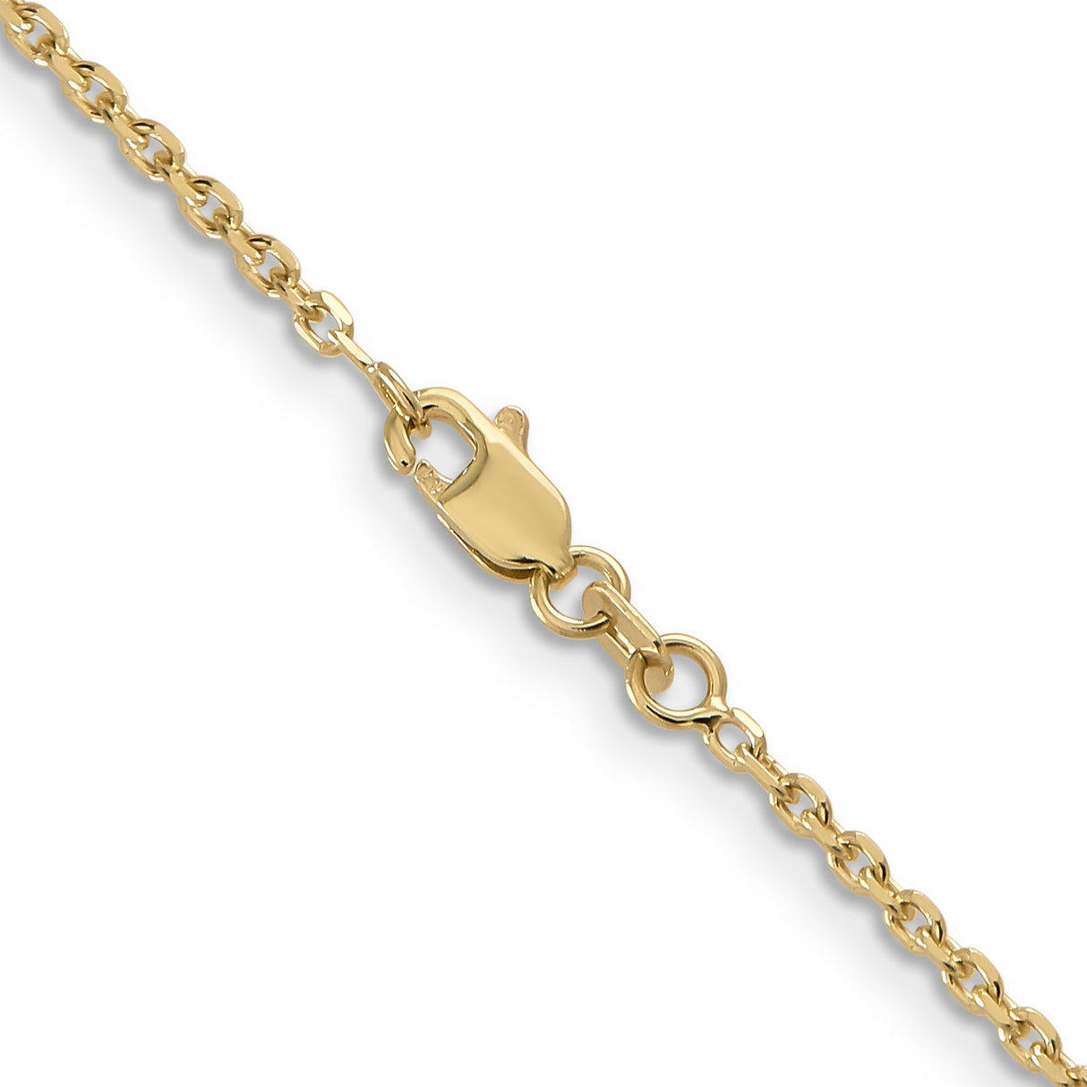 14K Yellow Gold 1.65 mm Polished Chain Necklace, Solid alternate angle