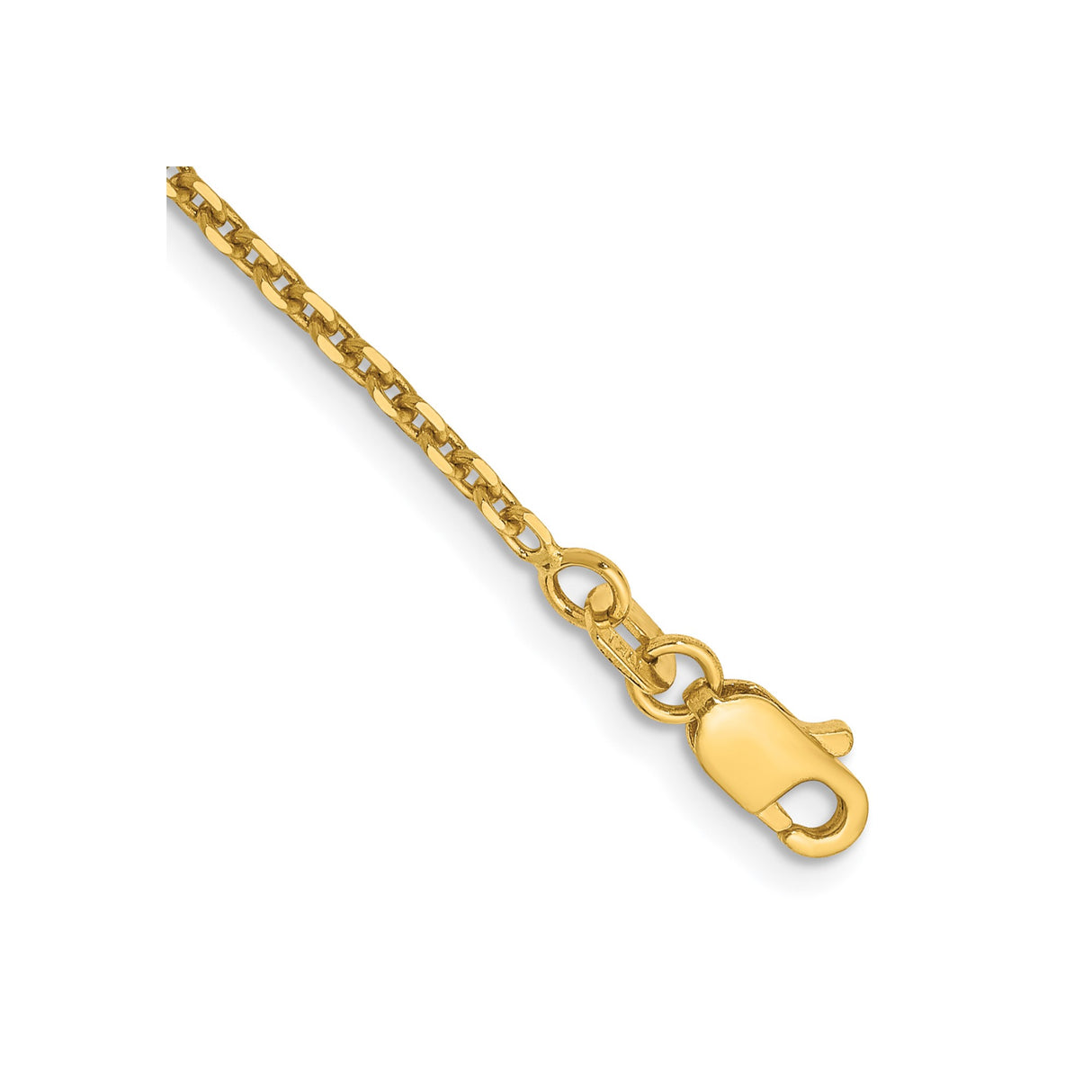 14K Yellow Gold 1.65 mm Polished Chain Anklet, Solid