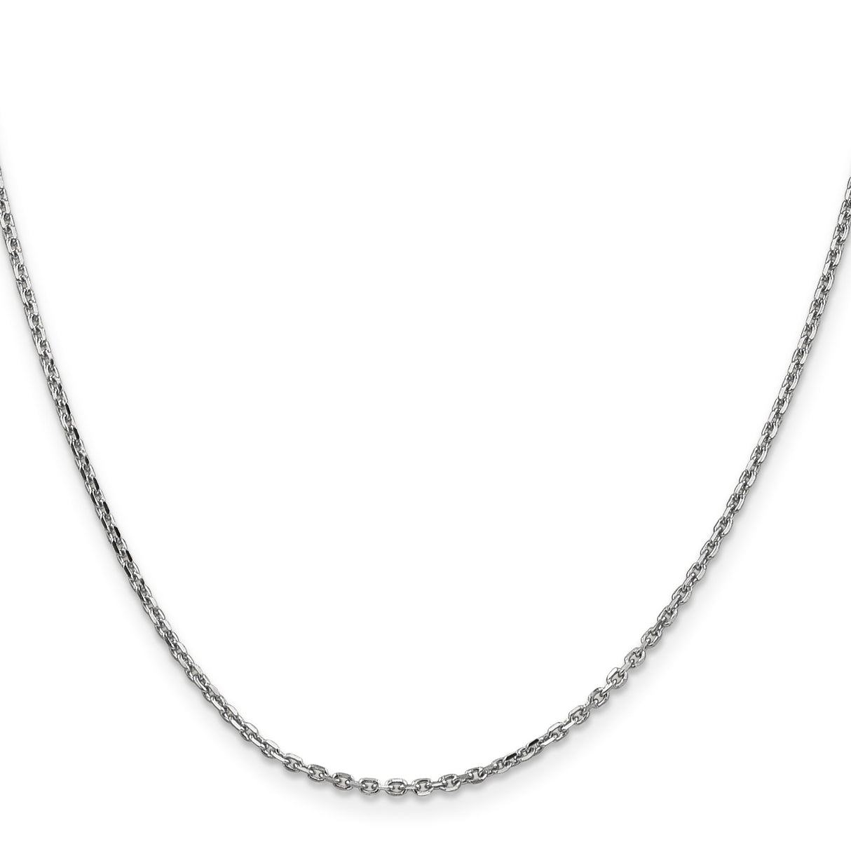 14K White Gold 1.65 mm Polished Chain Necklace, Solid