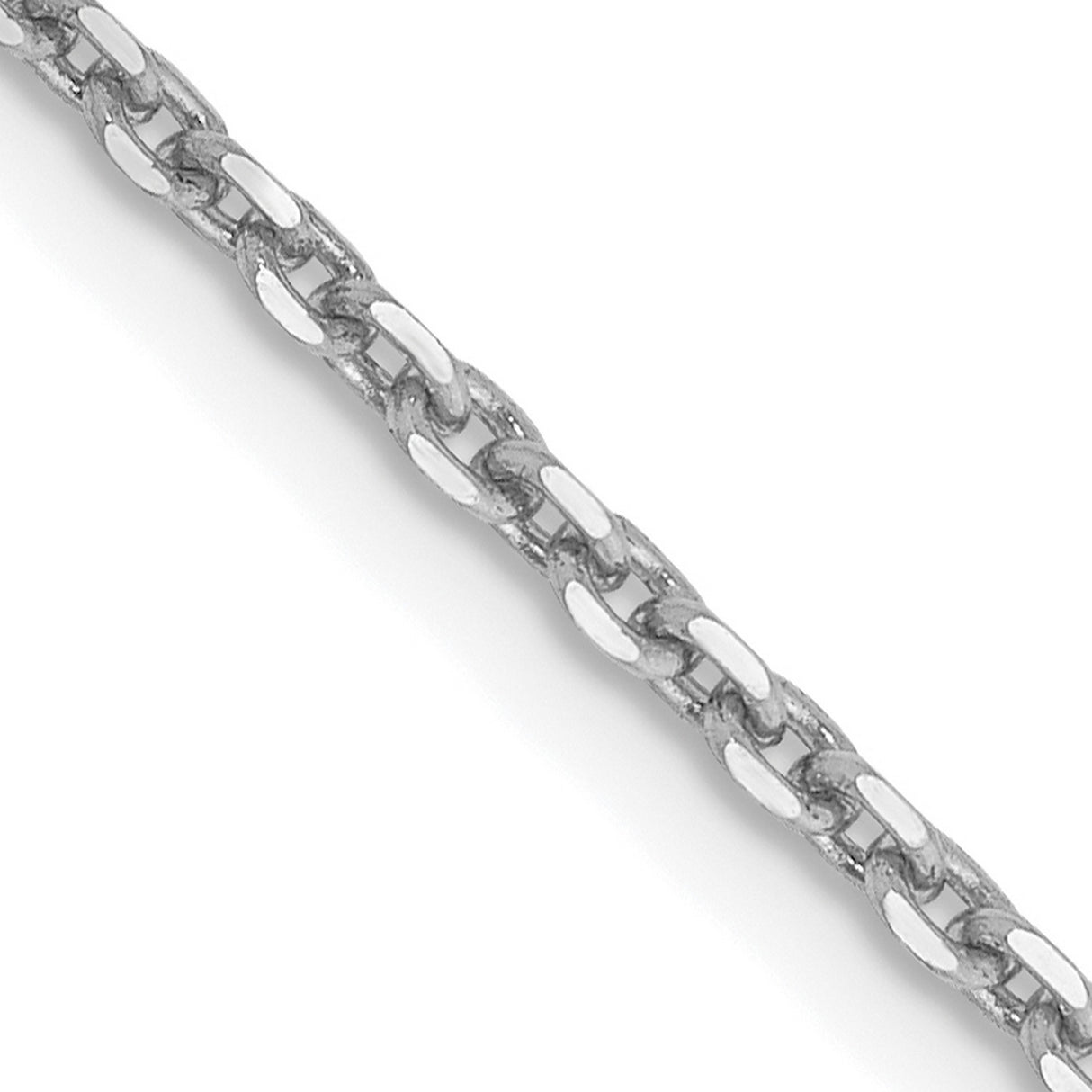 14K White Gold 1.65 mm Polished Chain Necklace, Solid detail view