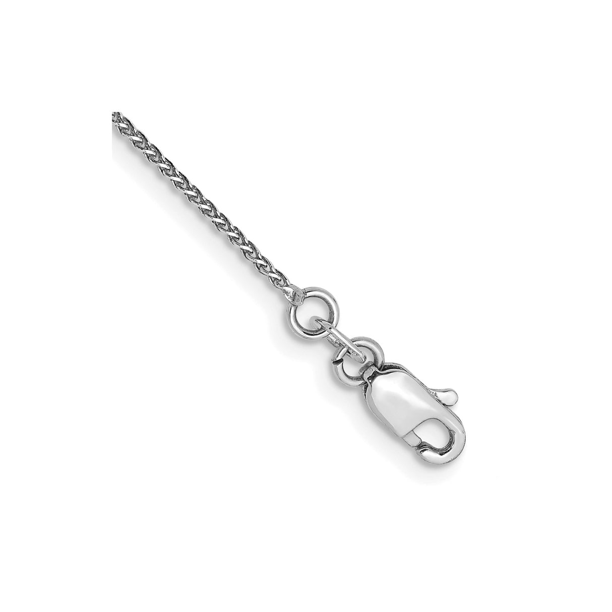 14K White Gold 1.05 mm Polished Chain Anklet, Solid