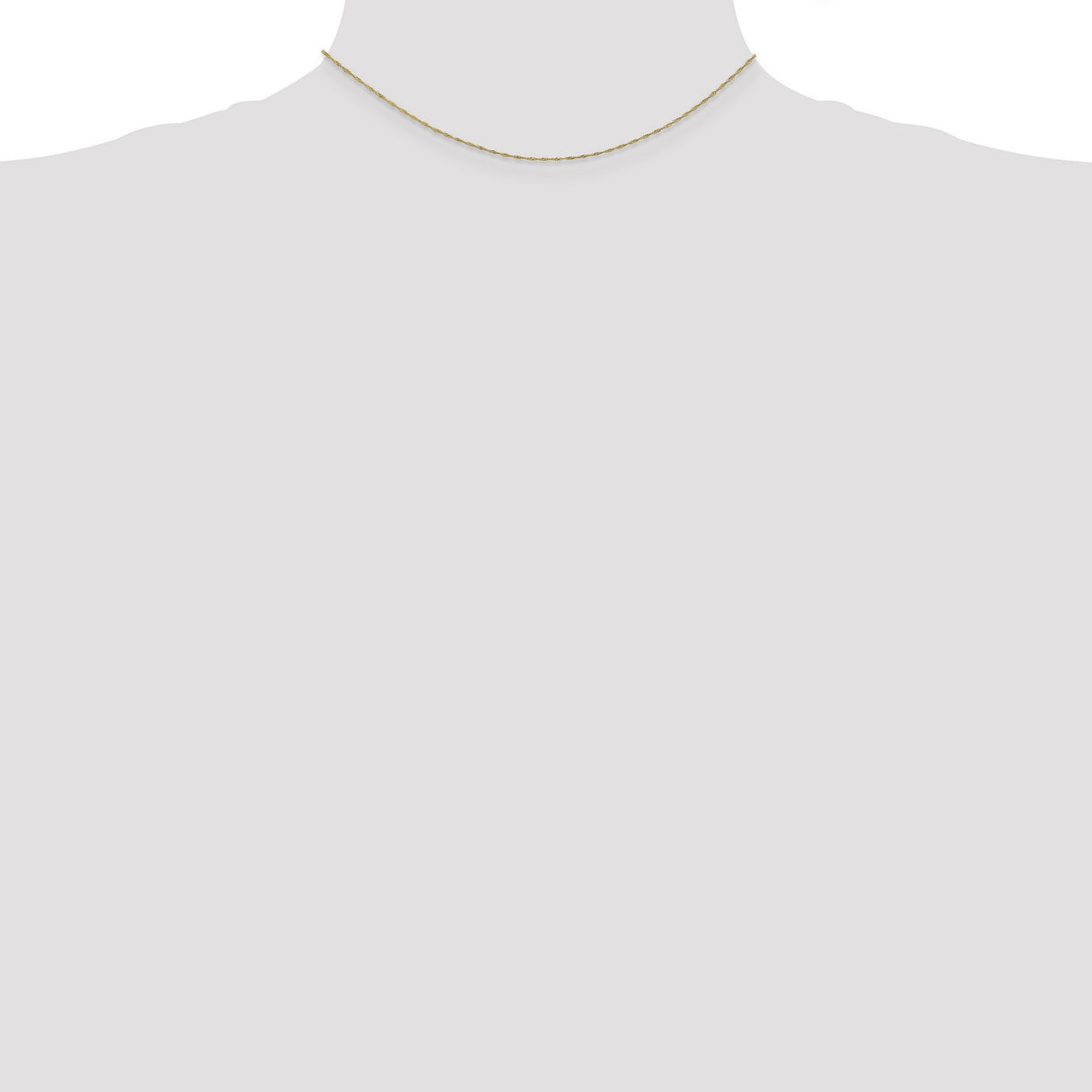 14K Yellow Gold 1 mm Singapore Chain Necklace, Polished detail view