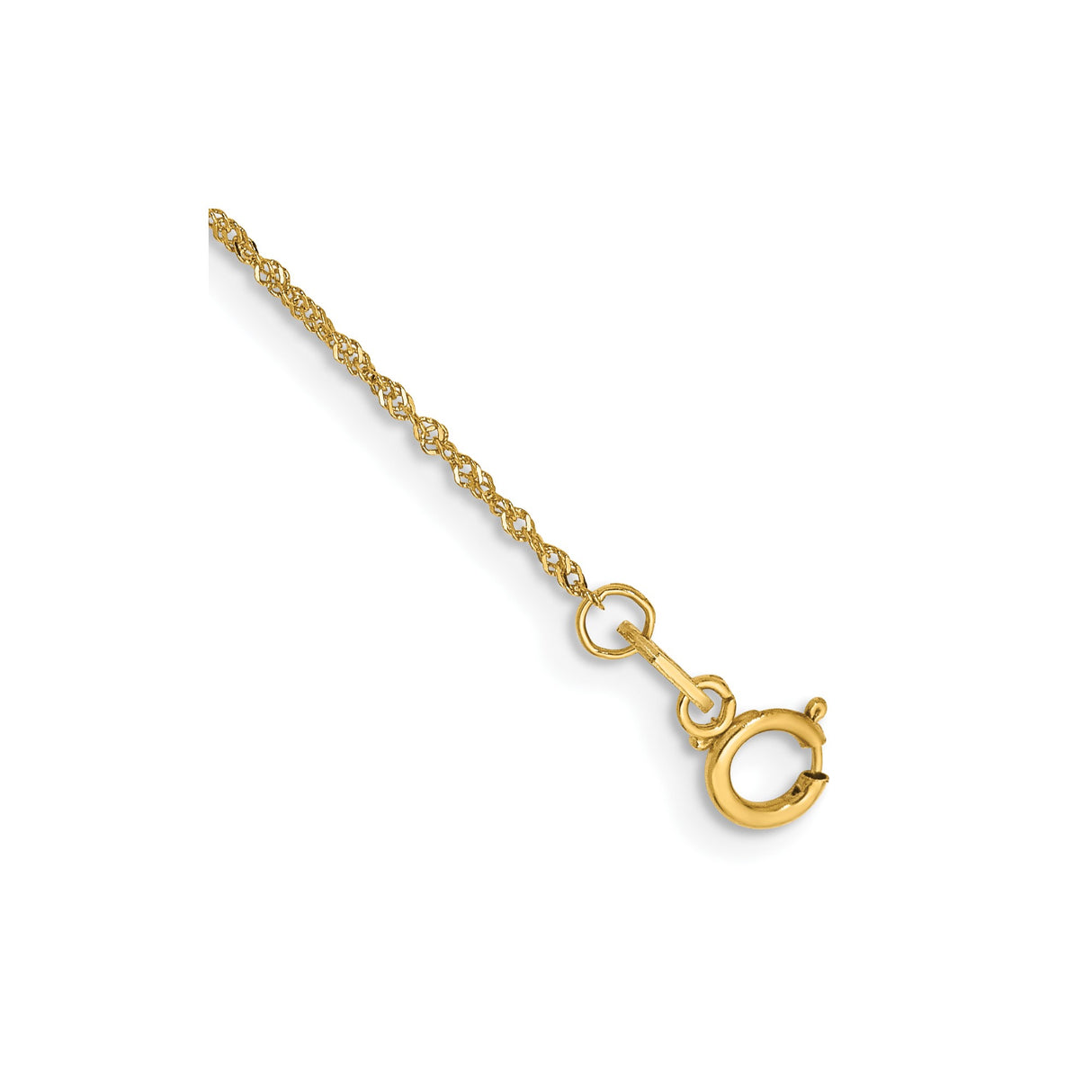 14K Yellow Gold 1 mm Singapore Chain Bracelet, Polished detail view