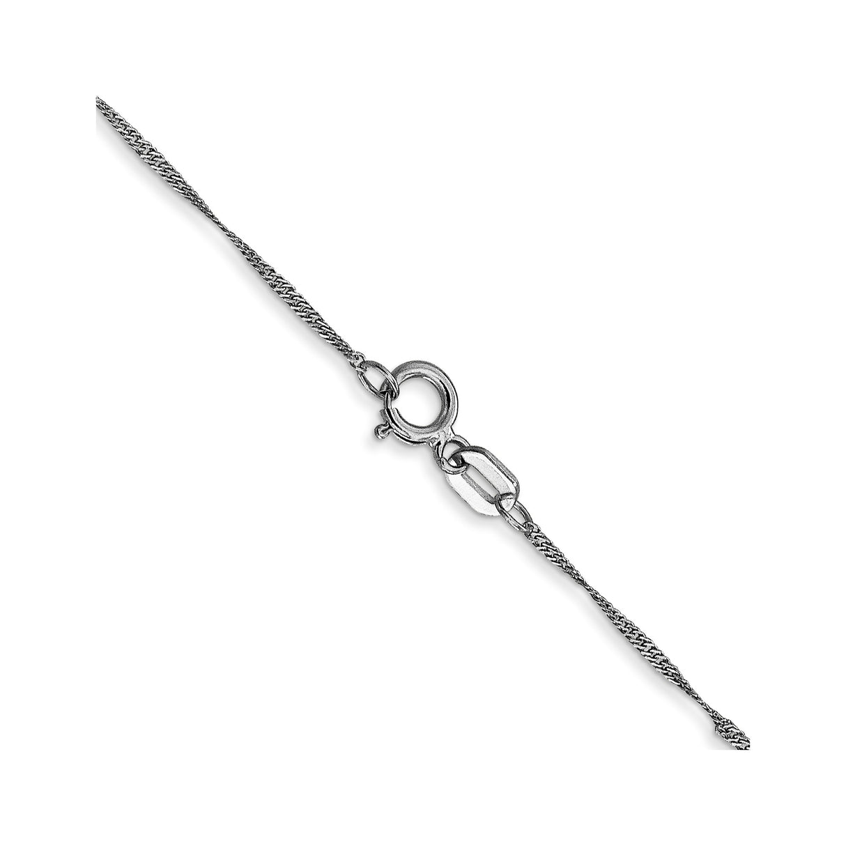 14K White Gold 1 mm Singapore Chain Necklace, Polished alternate angle