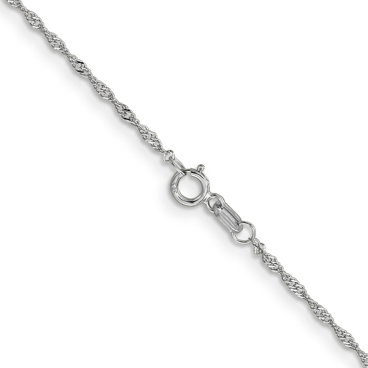 14K White Gold 1.1 mm Singapore Chain Necklace, Polished alternate angle