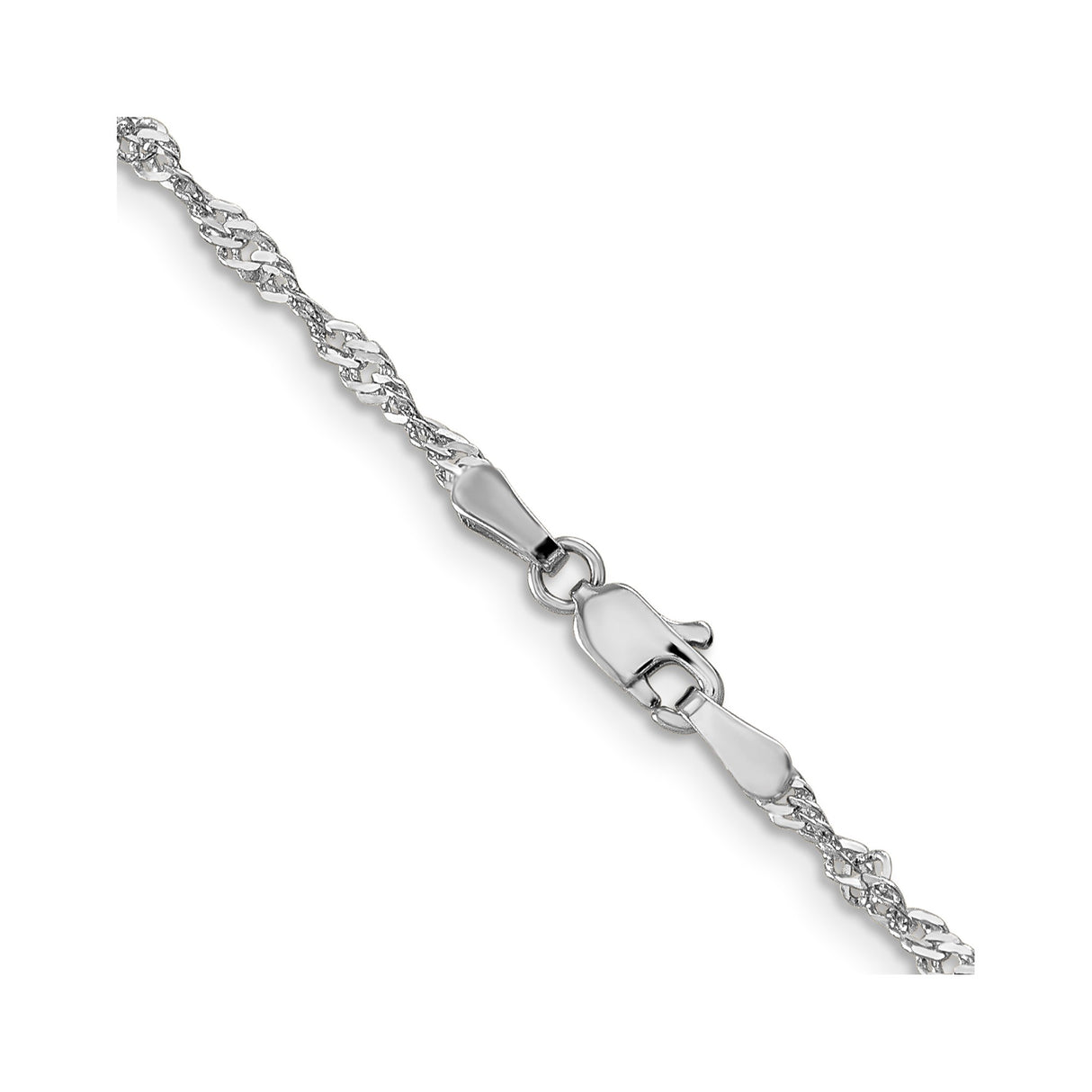 14K White Gold 2 mm Singapore Chain Necklace, Polished alternate angle