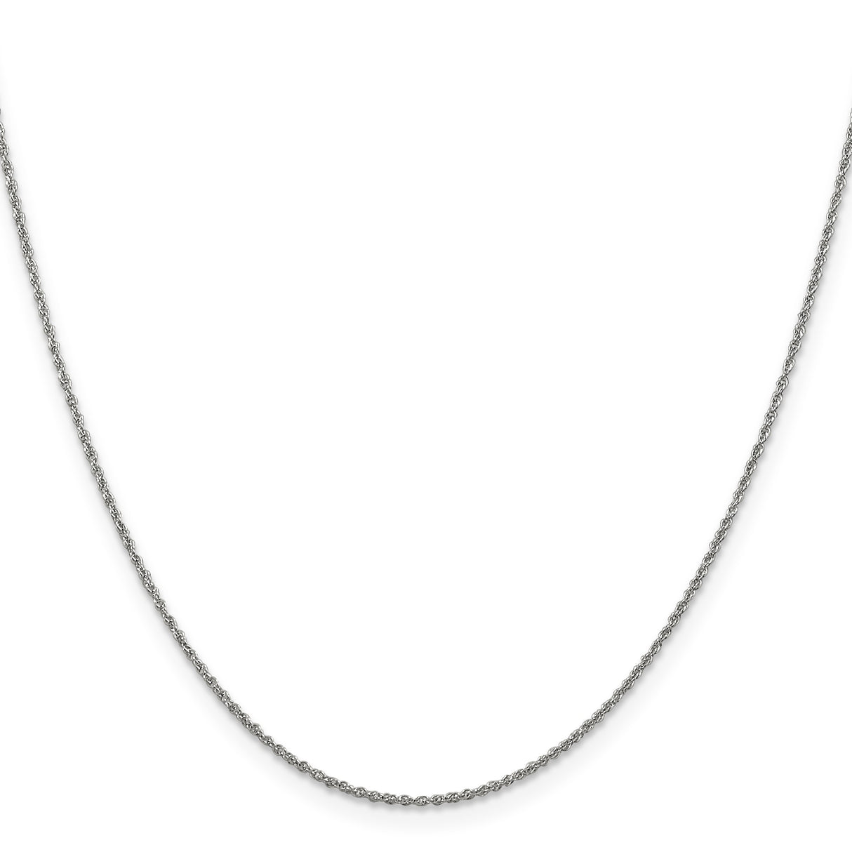 14K White Gold 1.1 mm Rope Chain Necklace, Polished