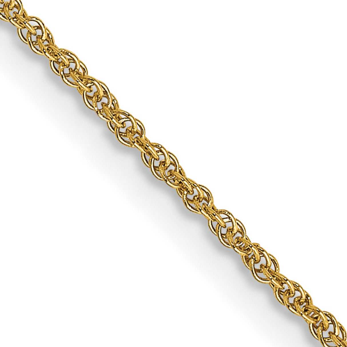 14K Yellow Gold 1.1 mm Rope Chain Necklace, Polished detail view