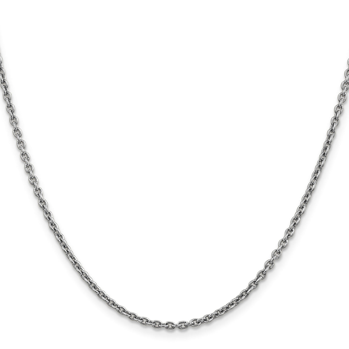 14K White Gold 2.2 mm Polished Chain Necklace, Solid