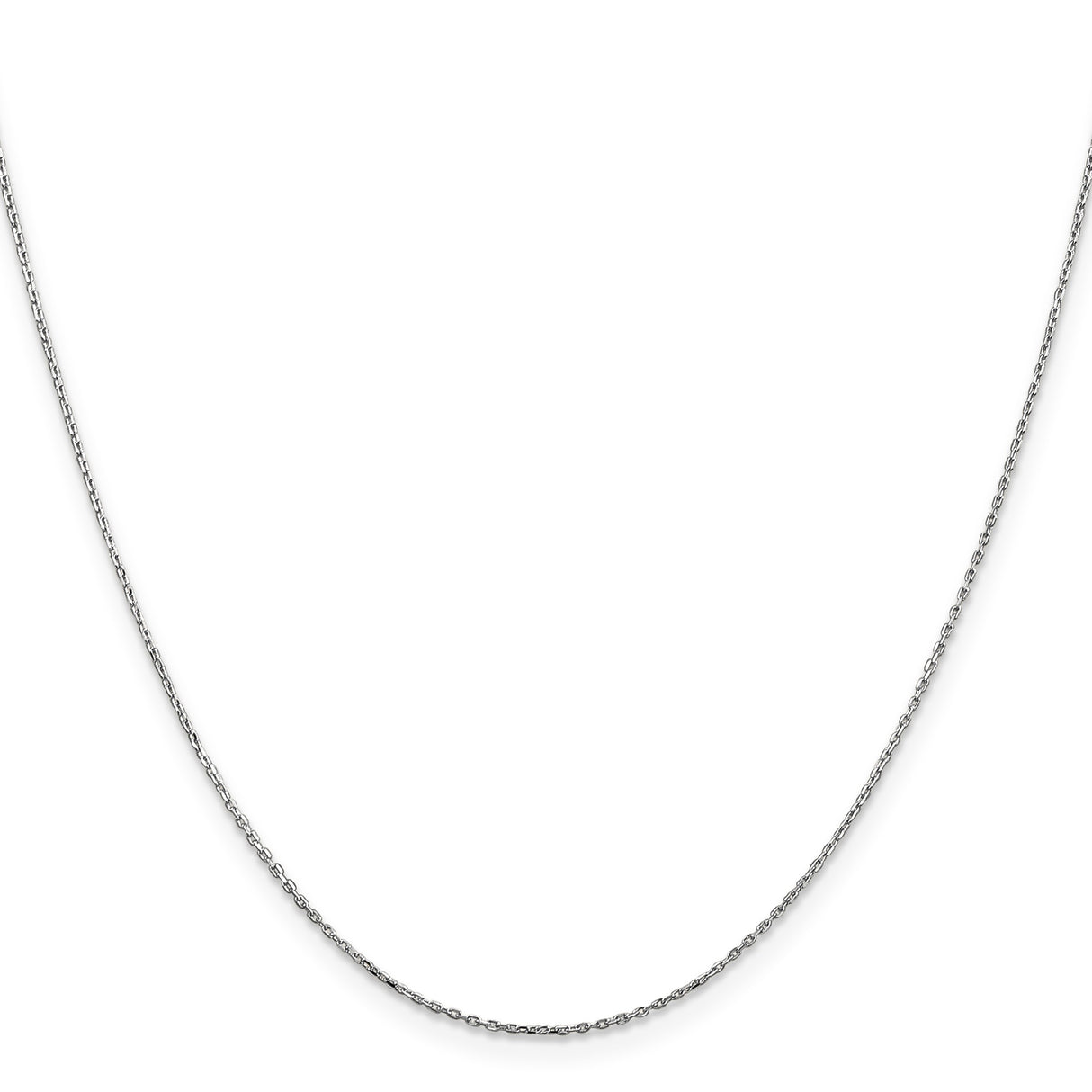 14K White Gold 0.8 mm Polished Chain Necklace, Solid
