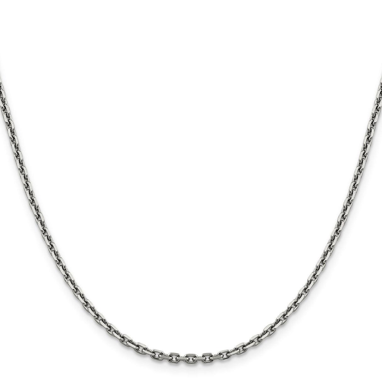 14K White Gold 2.5 mm Polished Chain Necklace, Solid