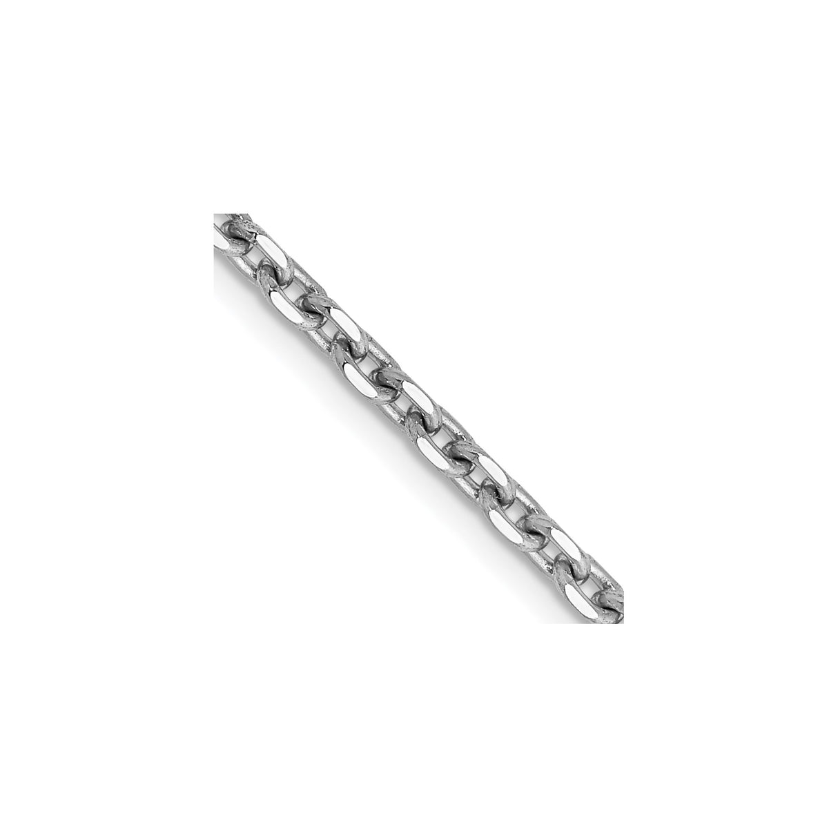 14K White Gold 2.5 mm Polished Chain Necklace, Solid detail view
