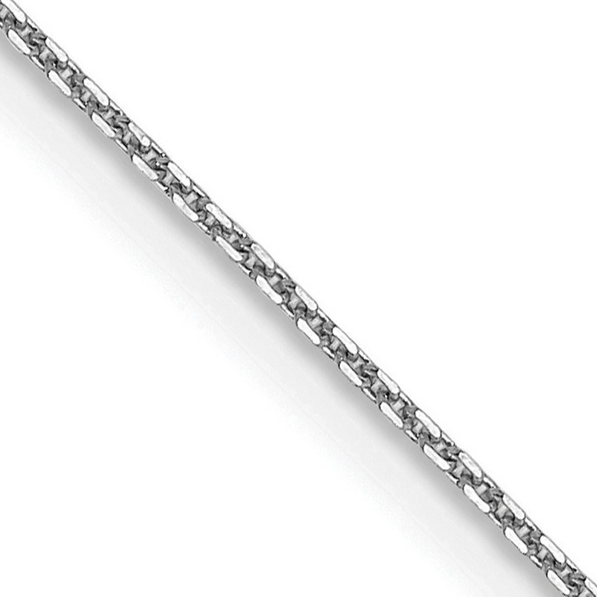 14K White Gold 0.8 mm Polished Chain Necklace, Solid detail view
