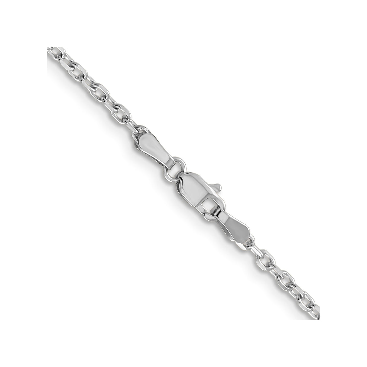 14K White Gold 2.2 mm Polished Chain Necklace, Solid alternate angle