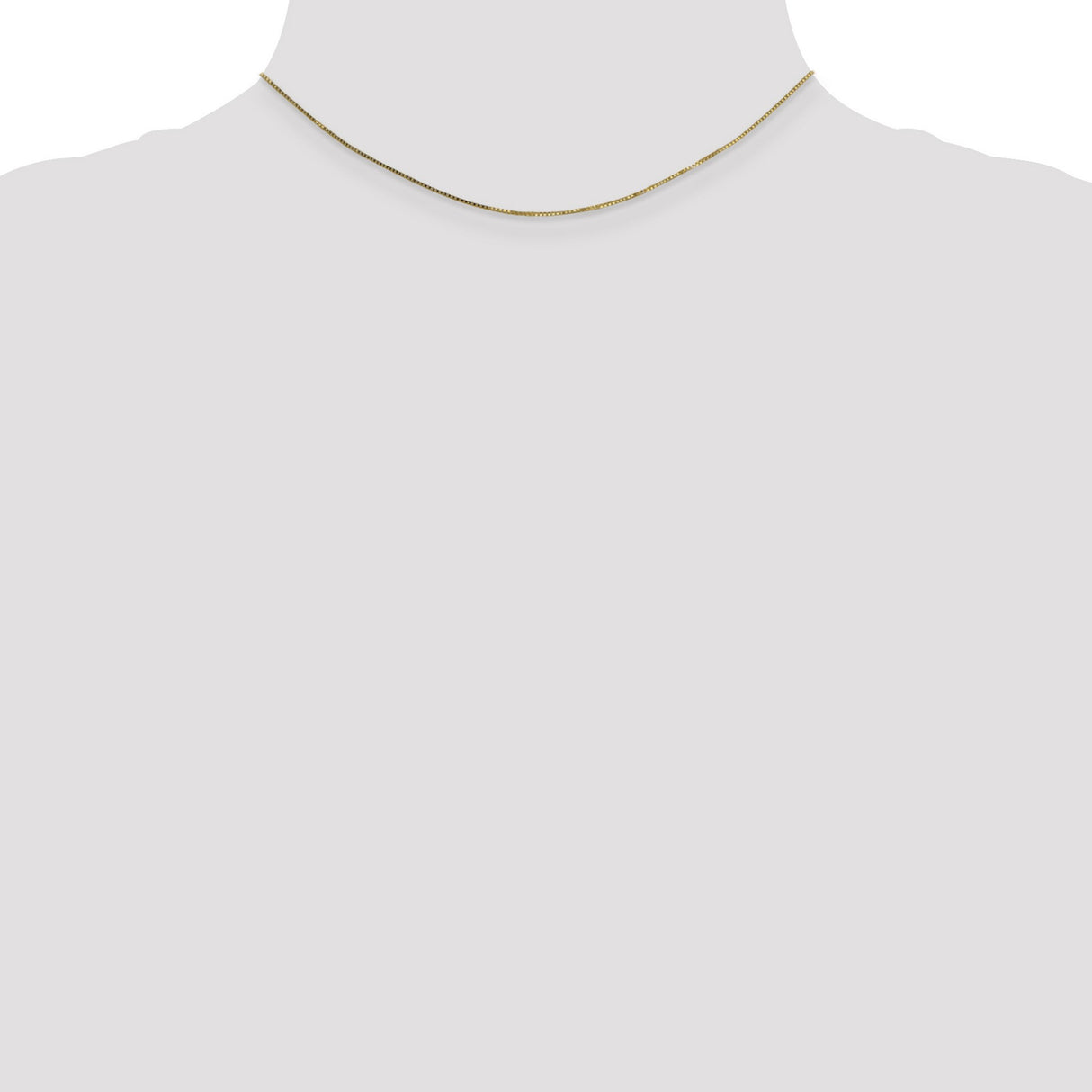 14K Yellow Gold 0.7 mm Box Chain Necklace, Polished detail view