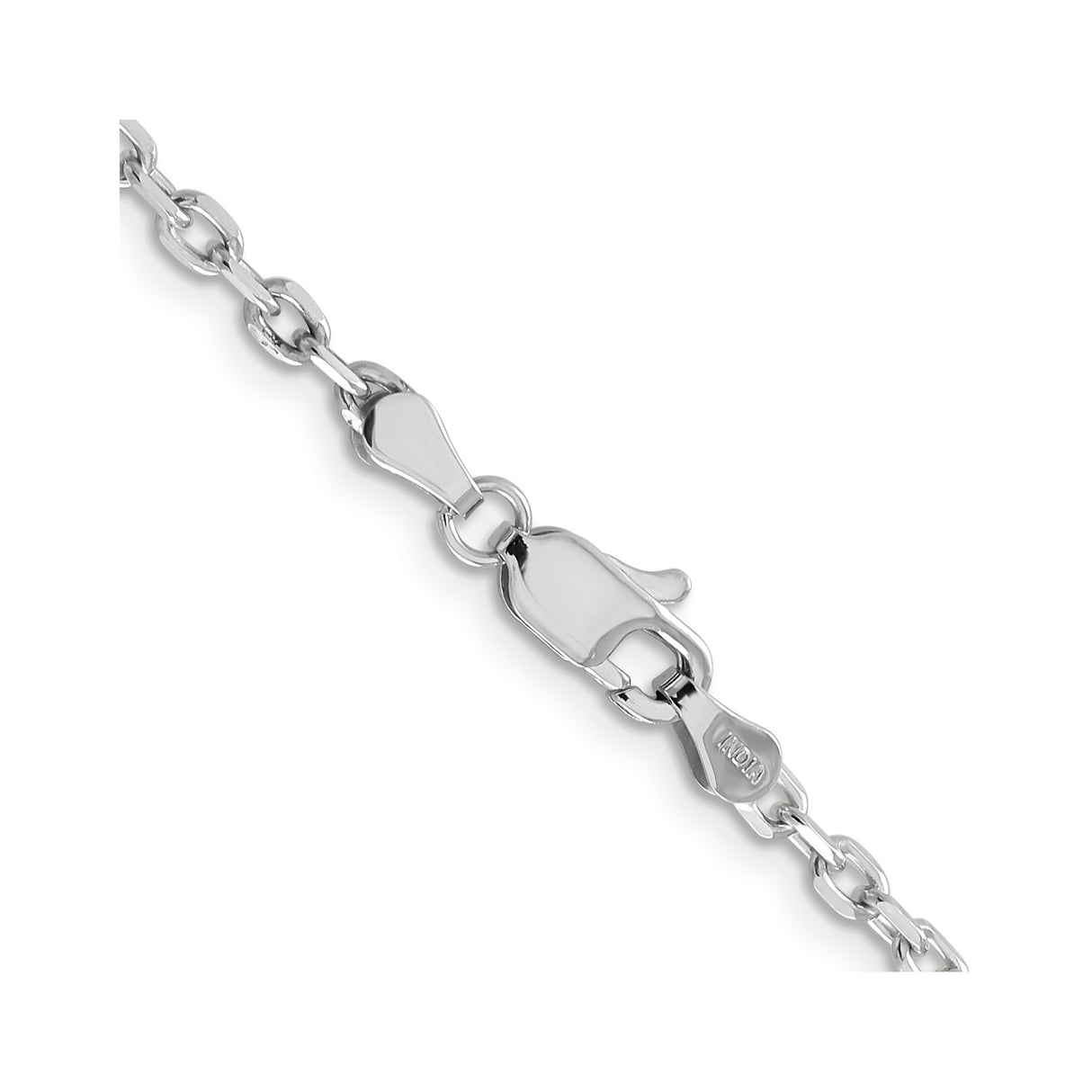 14K White Gold 3 mm Polished Chain Necklace, Solid alternate angle