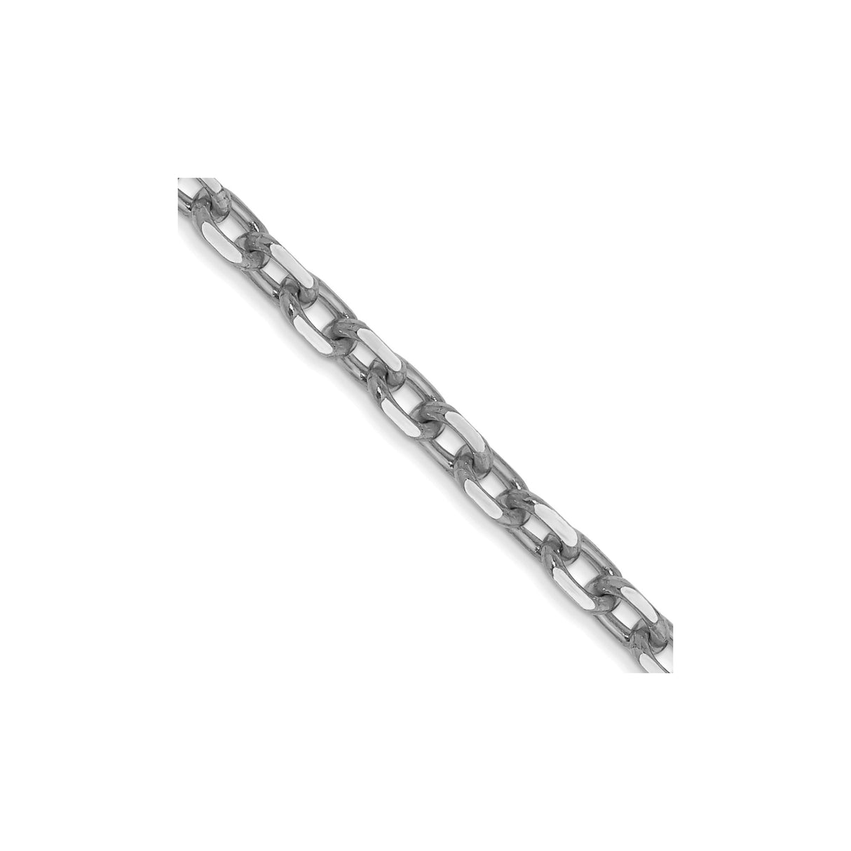 14K White Gold 3 mm Polished Chain Necklace, Solid detail view