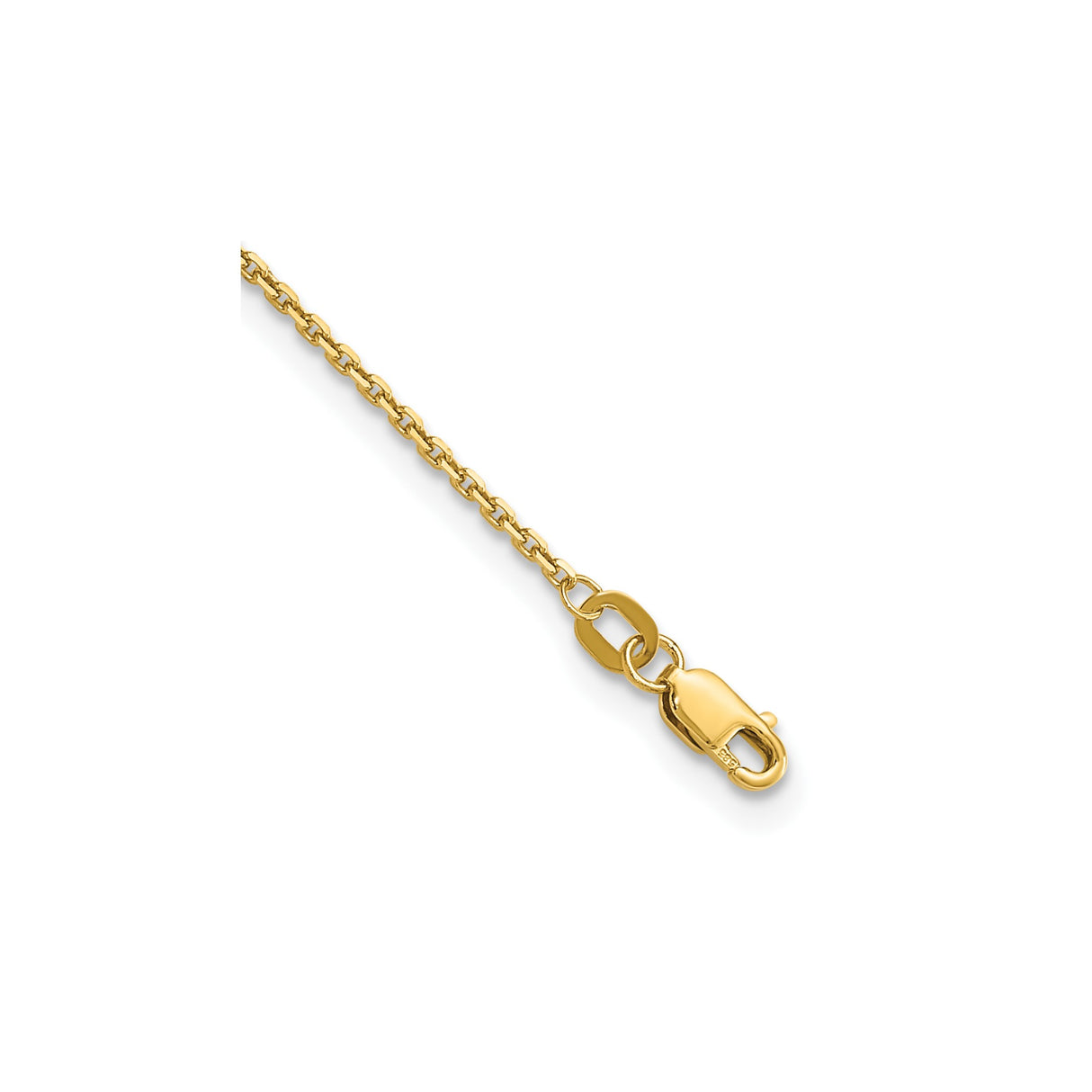 14K Yellow Gold 1.4 mm Polished Chain Anklet, Solid detail view