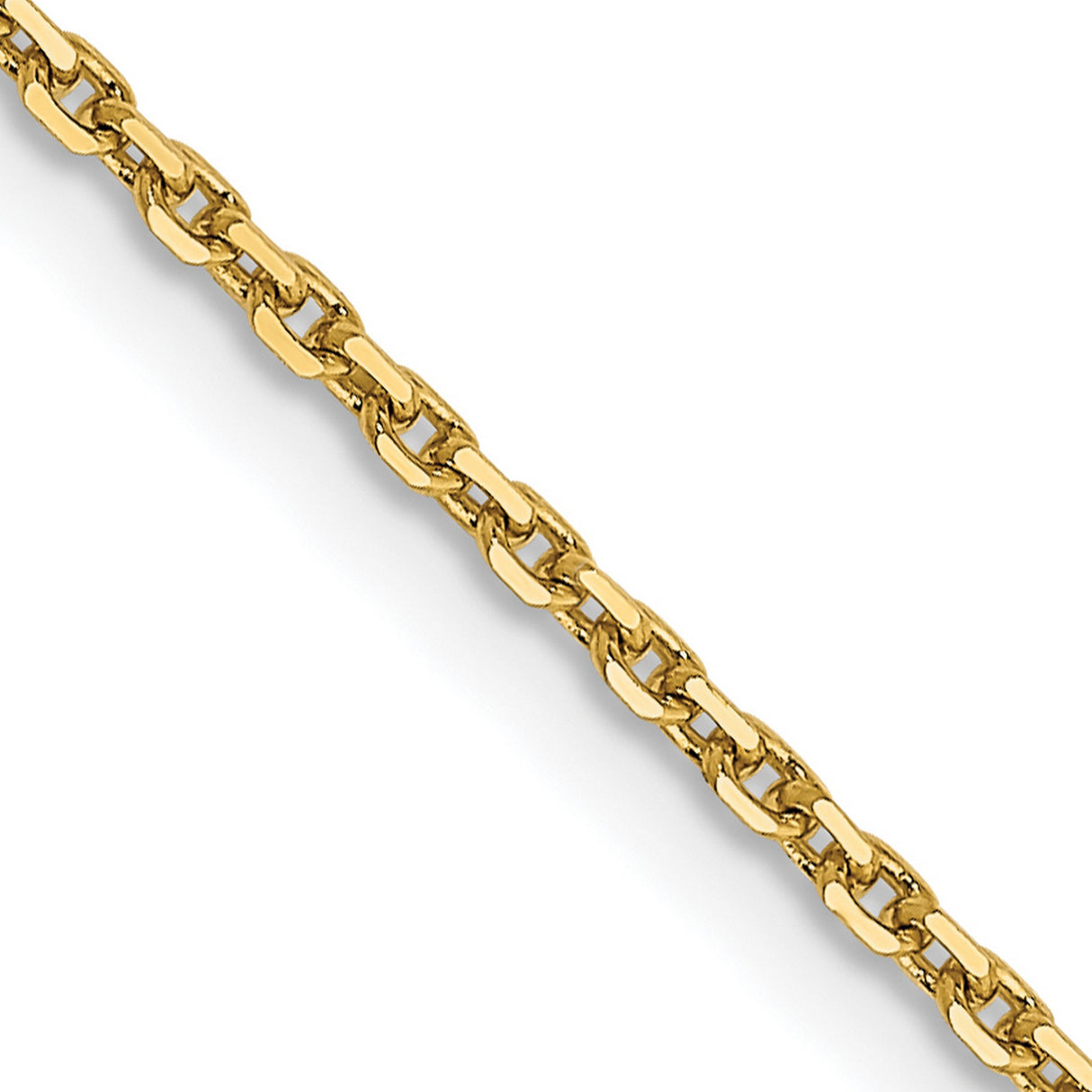 14K Yellow Gold 1.4 mm Polished Chain Necklace, Solid detail view