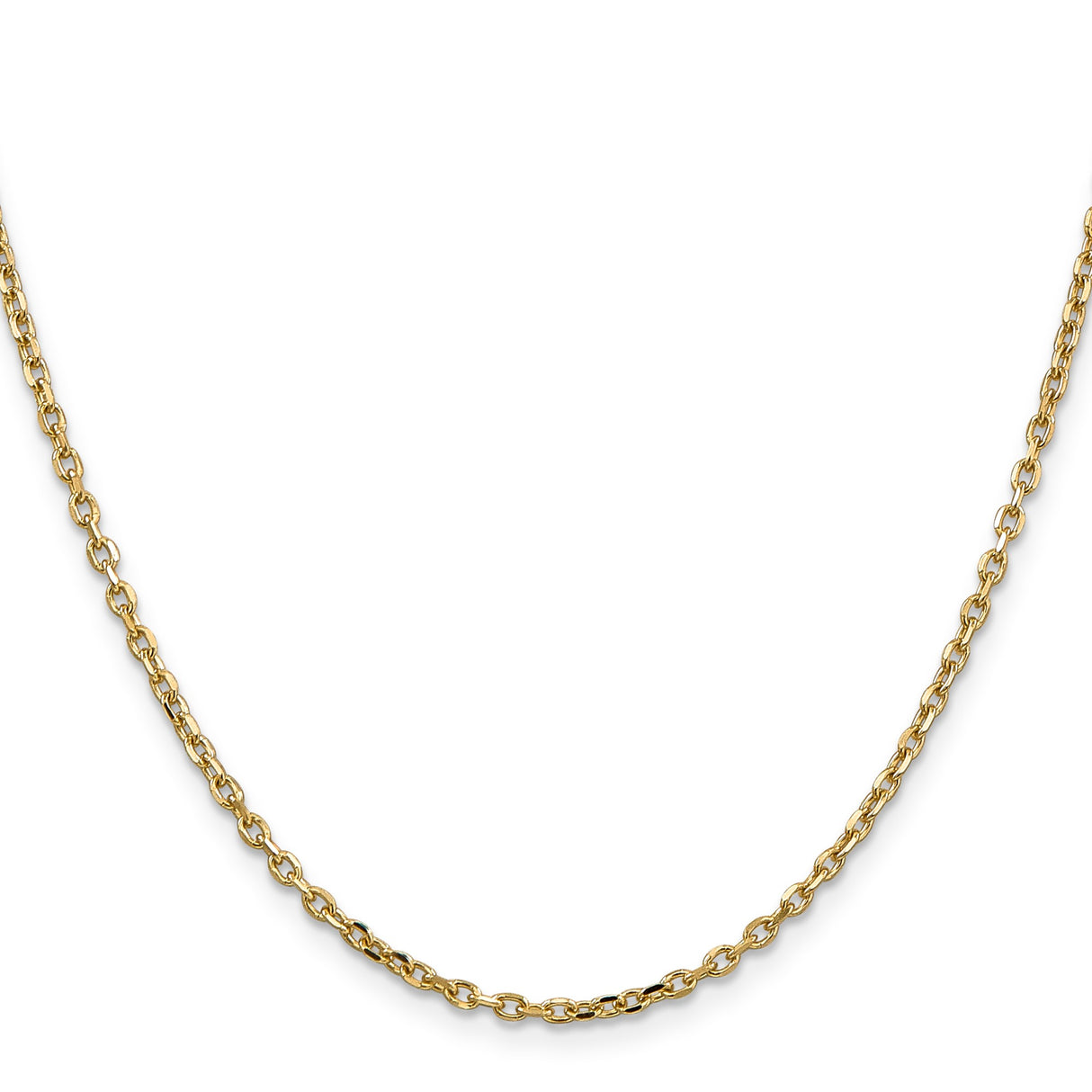 14K Yellow Gold 2.2 mm Polished Chain Necklace, Solid
