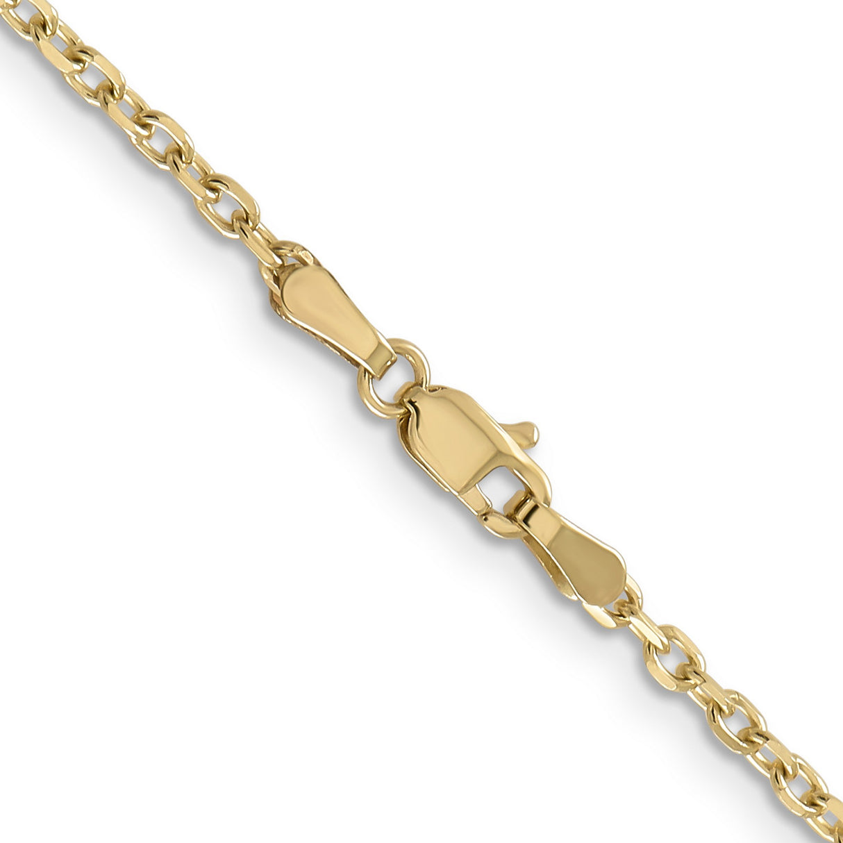 14K Yellow Gold 2.2 mm Polished Chain Necklace, Solid alternate angle