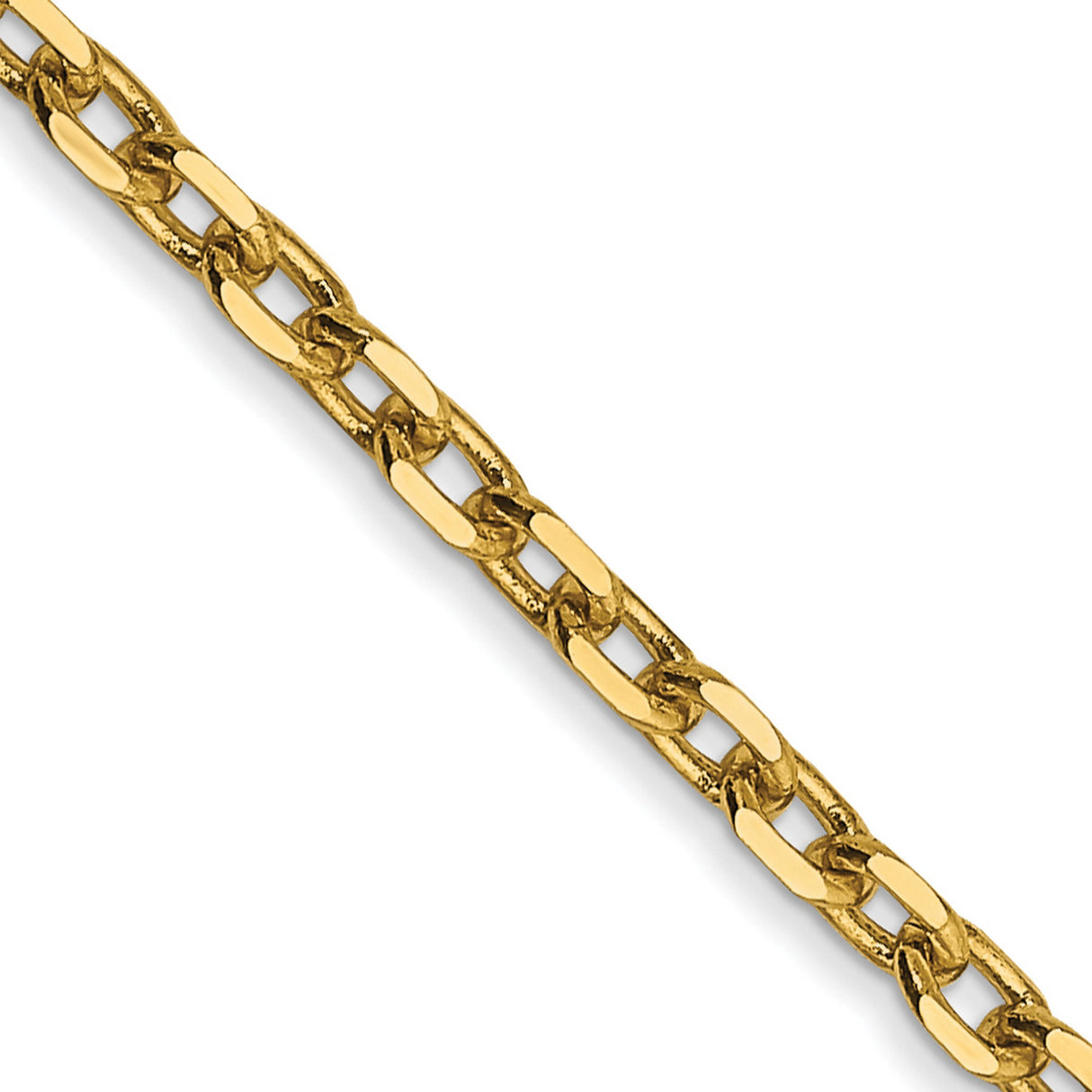 14K Yellow Gold 2.2 mm Polished Chain Necklace, Solid detail view