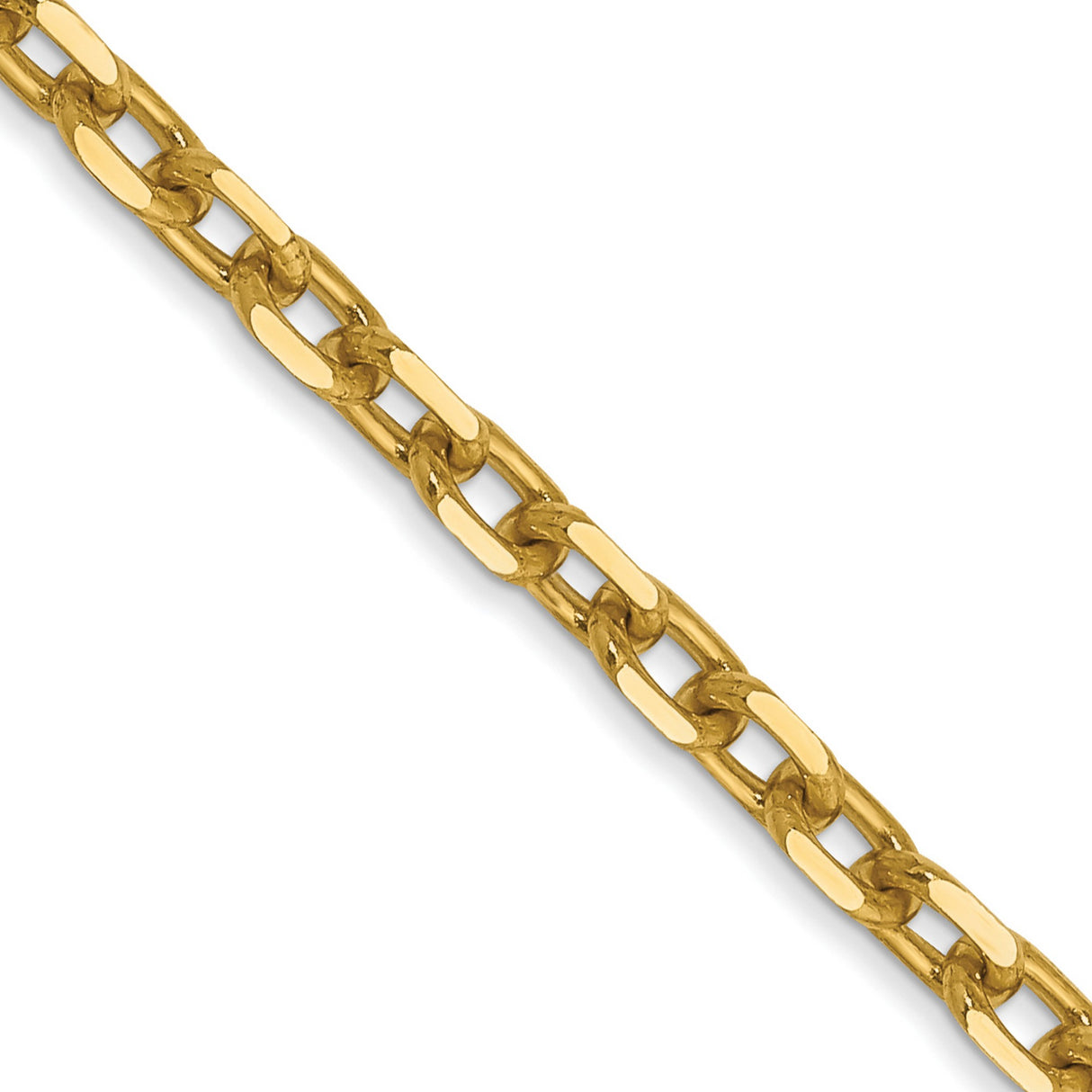 14K Yellow Gold 3 mm Polished Chain Necklace, Solid detail view