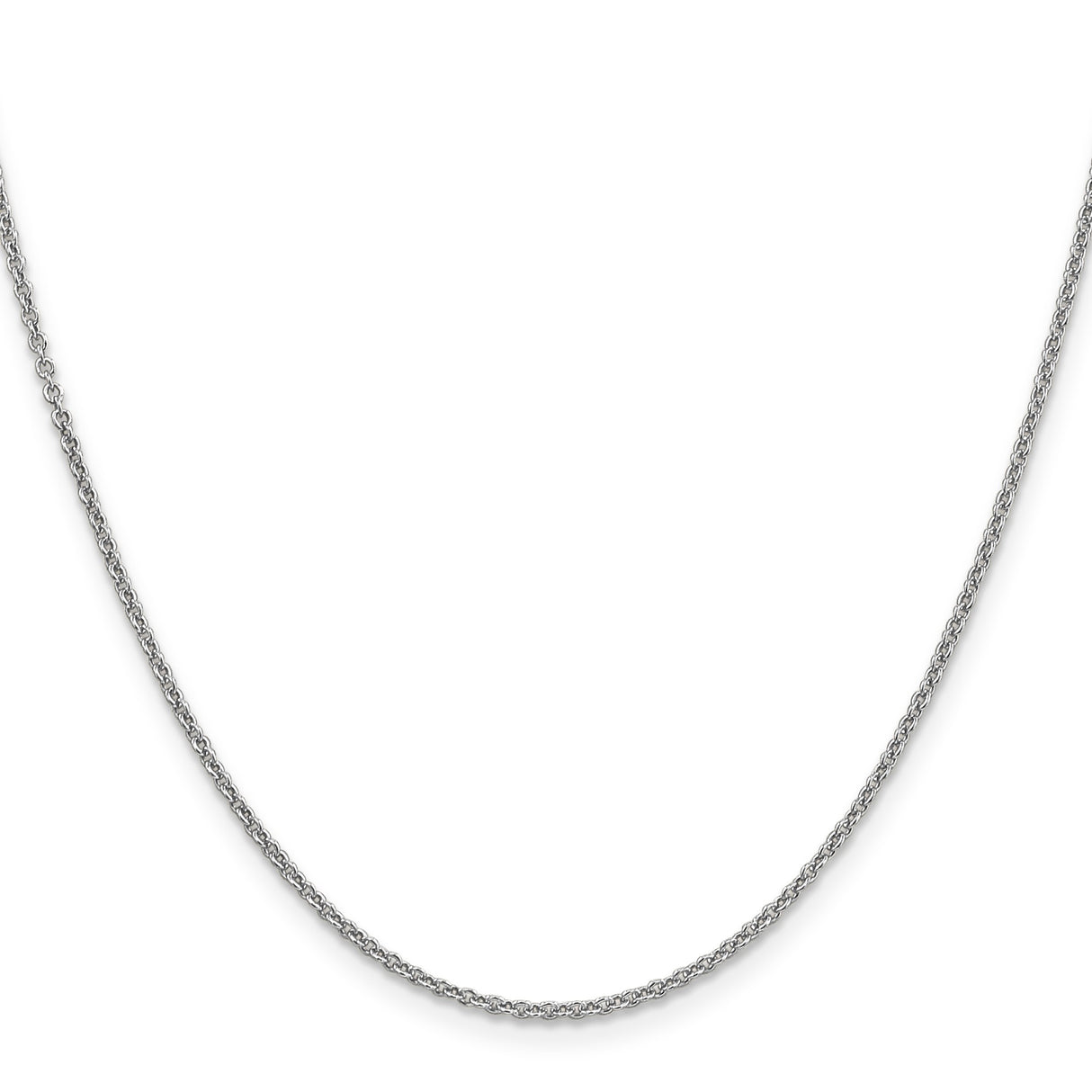 14K White Gold 1.6 mm Polished Chain Necklace, Solid