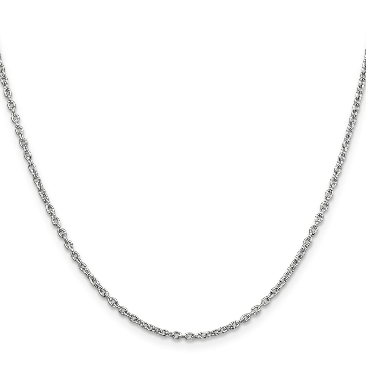 14K White Gold 2 mm Polished Chain Necklace, Solid