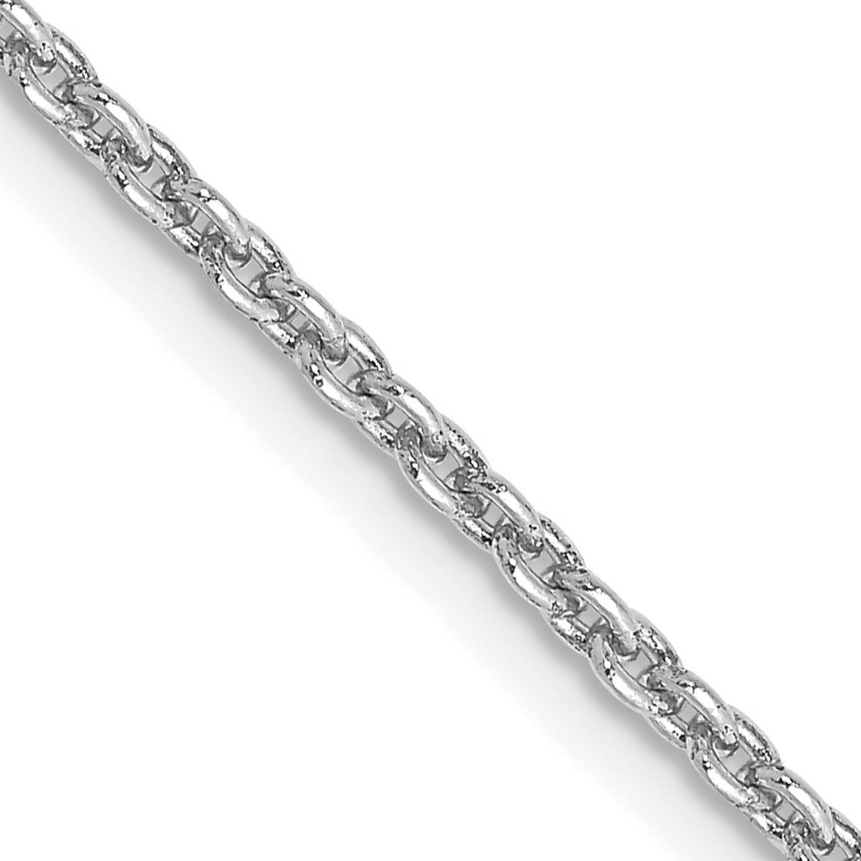 14K White Gold 2 mm Polished Chain Necklace, Solid detail view