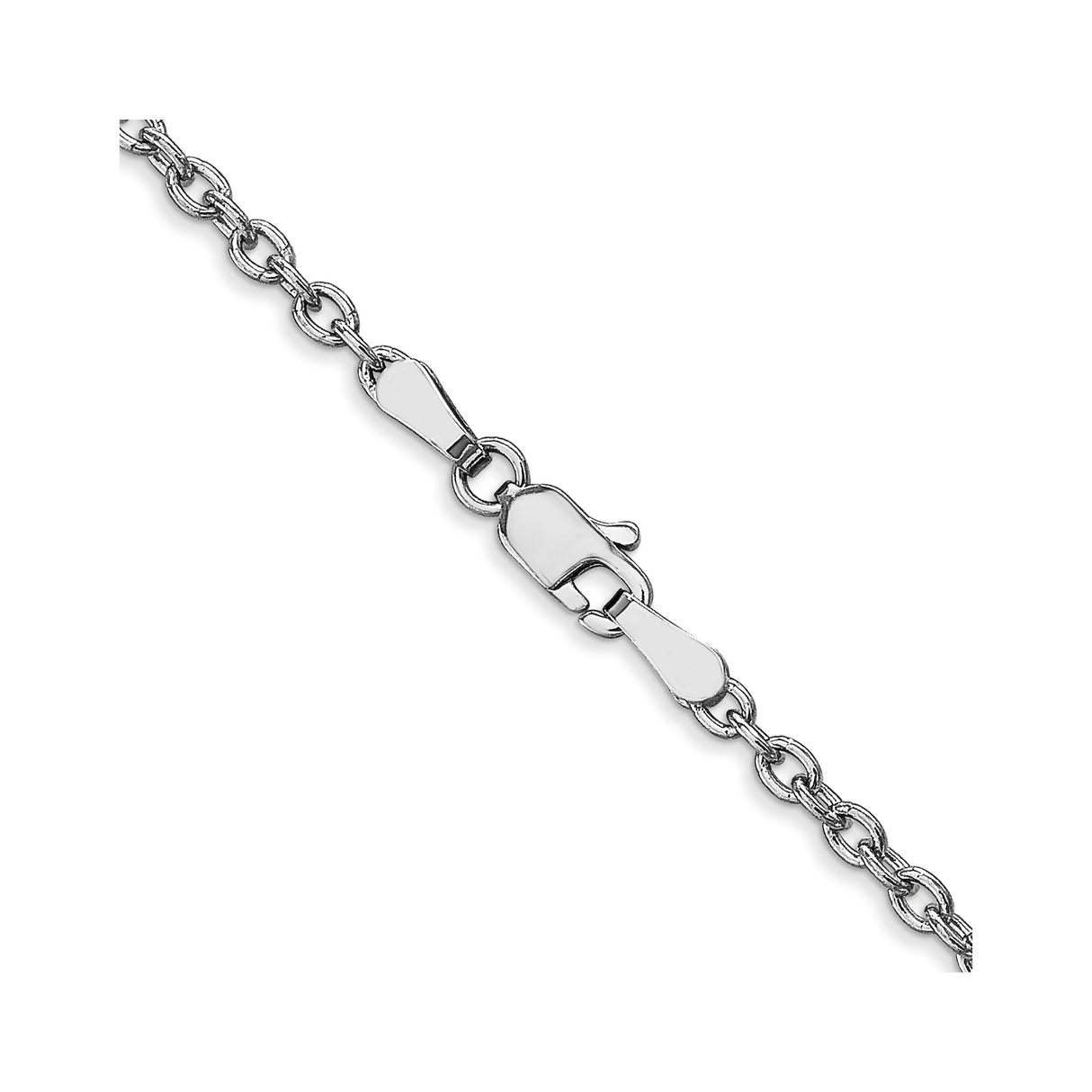 14K White Gold 2.4 mm Polished Chain Necklace, Solid alternate angle