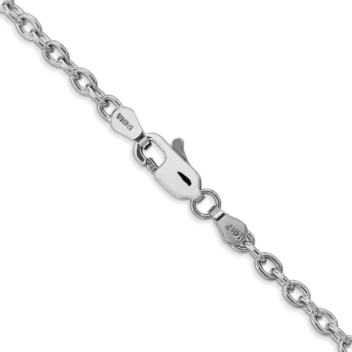 14K White Gold 3.2 mm Polished Chain Necklace, Solid alternate angle