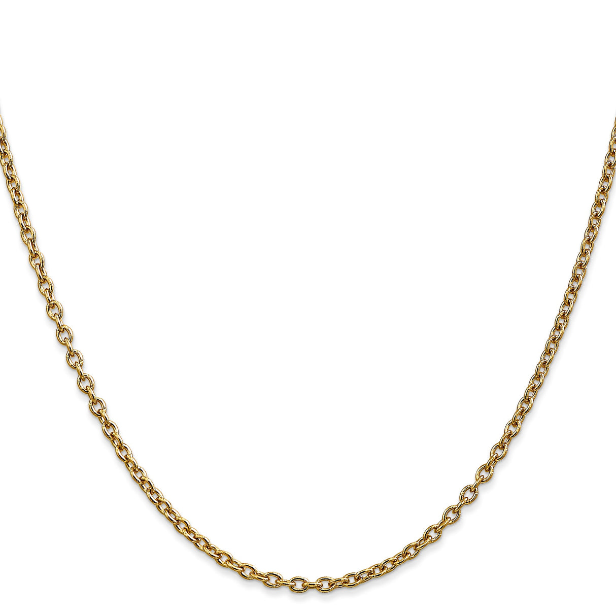 14K Yellow Gold 2.4 mm Polished Chain Necklace, Solid