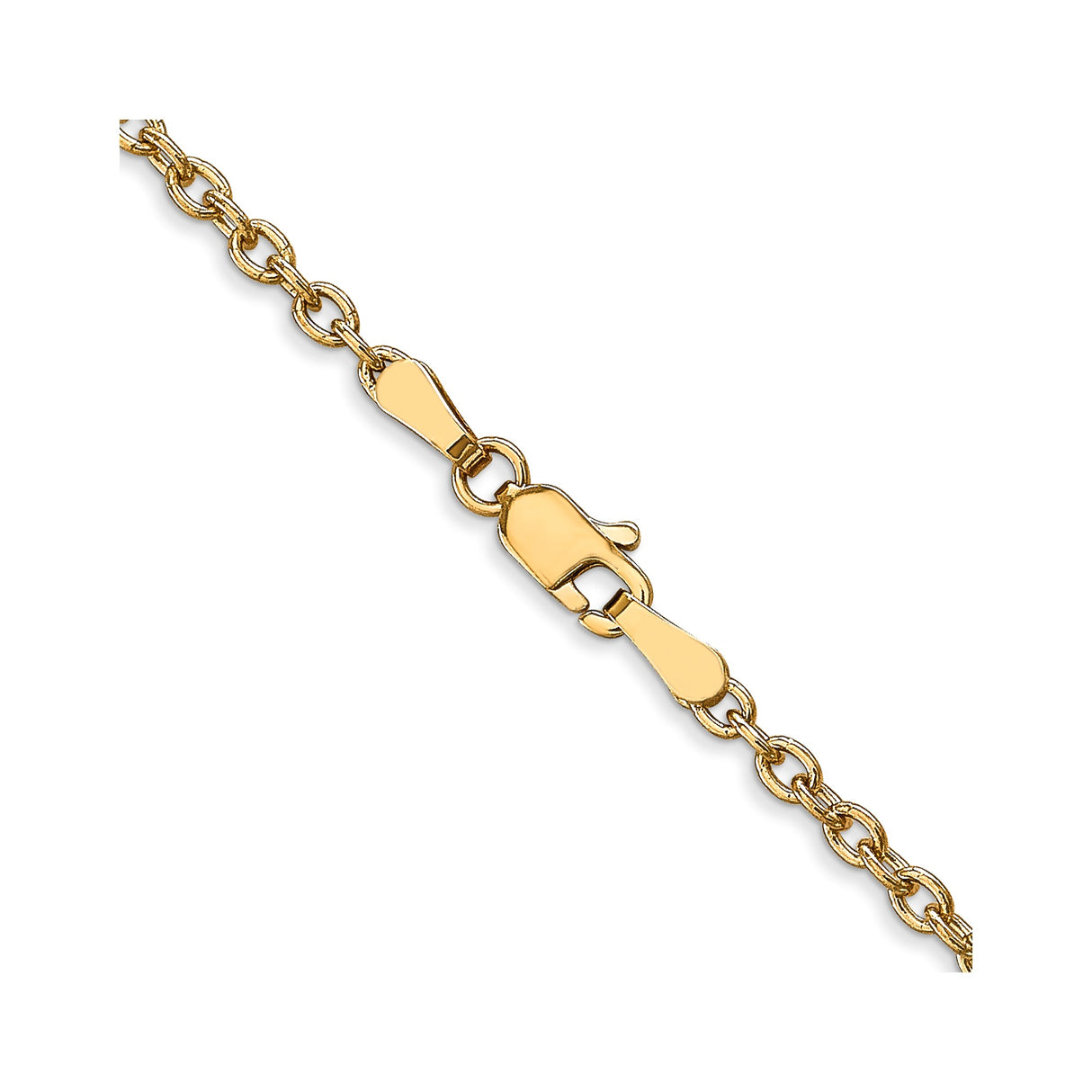 14K Yellow Gold 2.4 mm Polished Chain Necklace, Solid alternate angle