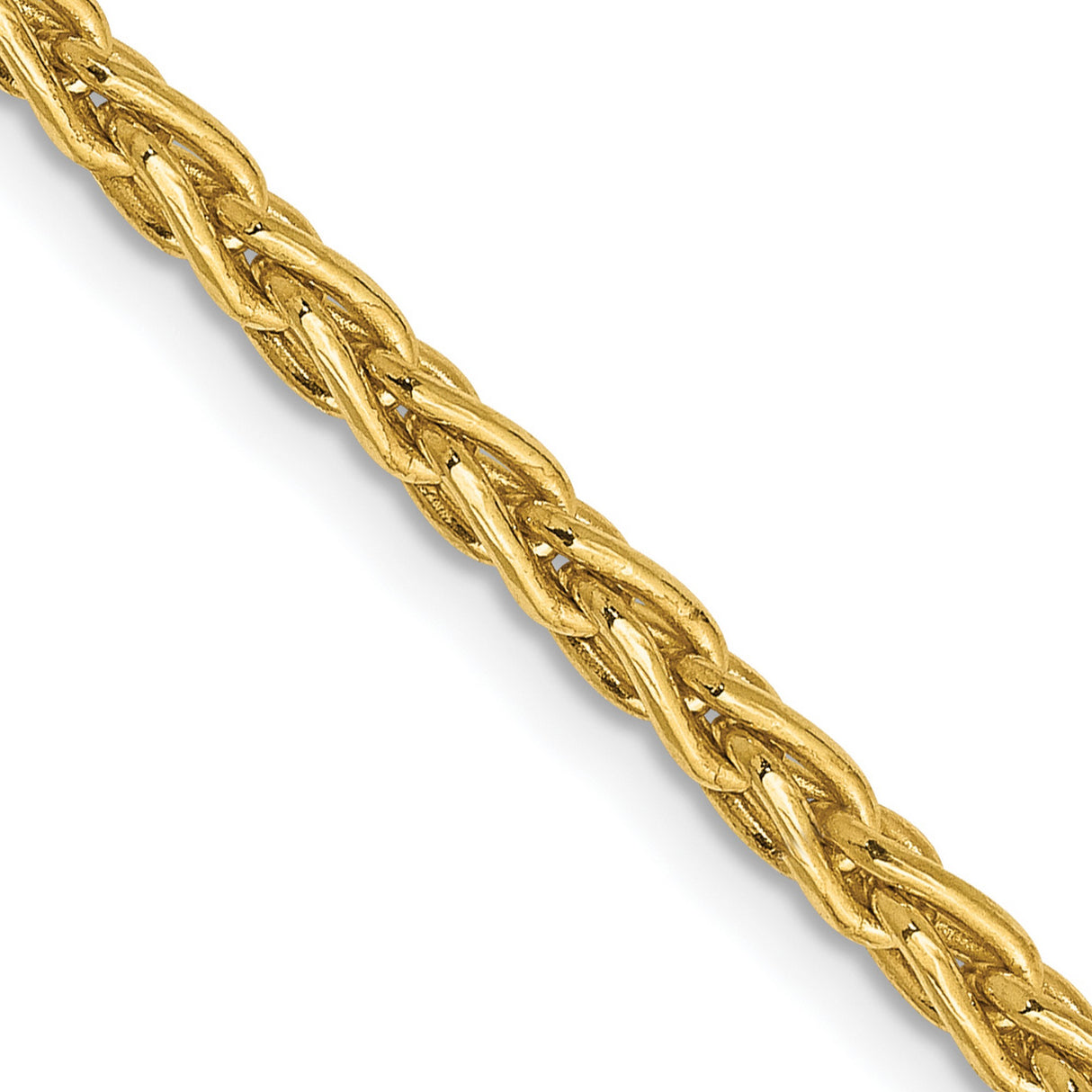 14K Yellow Gold 3 mm Polished Chain Necklace, Solid detail view