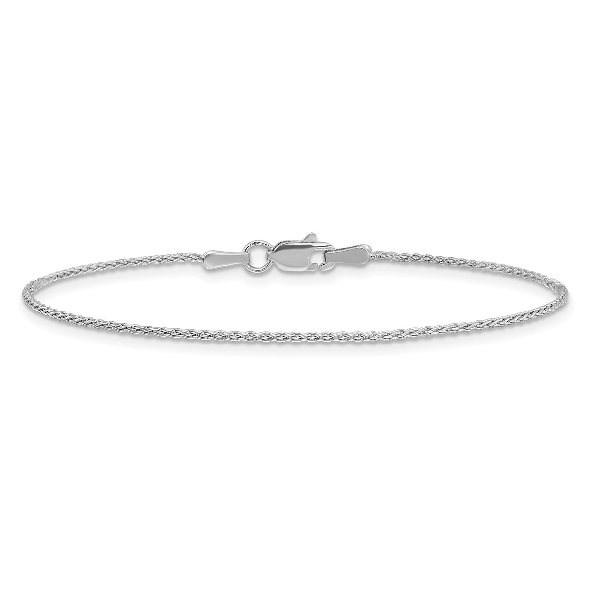 14K White Gold 1.2 mm Polished Chain Bracelet, Solid