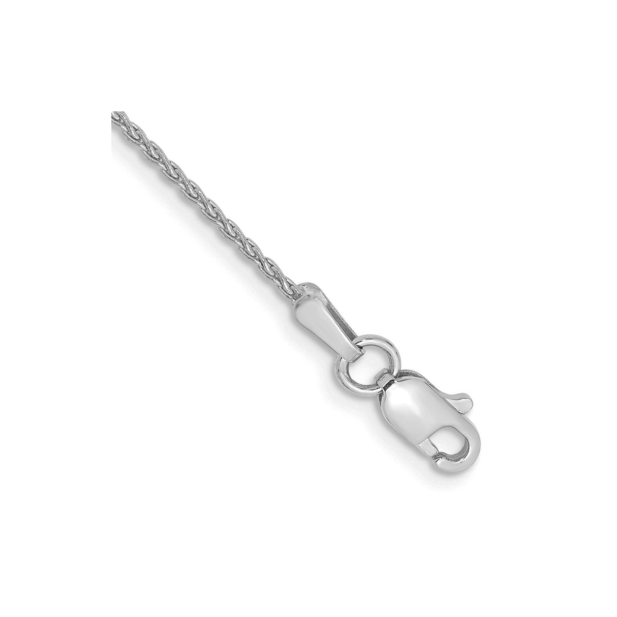 14K White Gold 1.2 mm Polished Chain Bracelet, Solid detail view