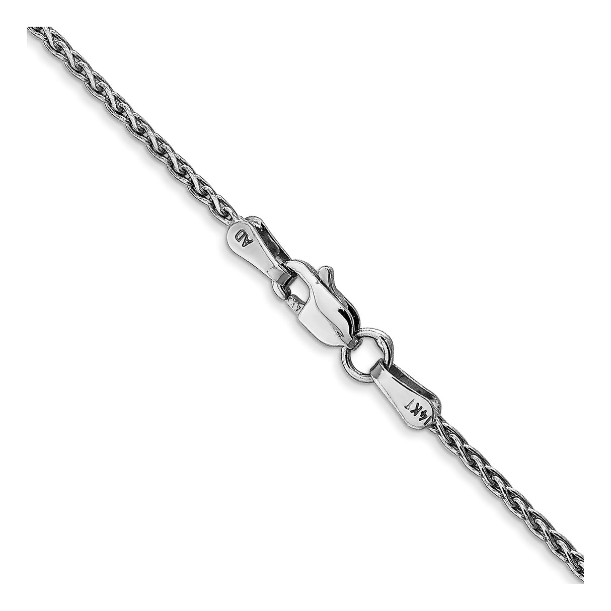 14K White Gold 1.5 mm Polished Chain Necklace, Solid alternate angle