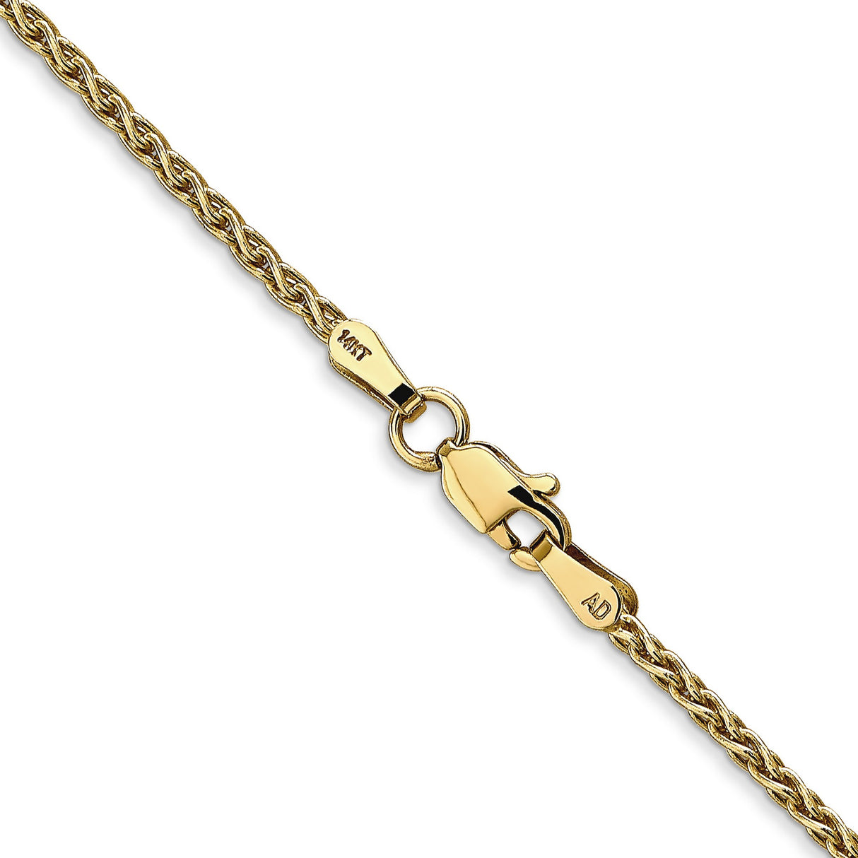 14K Yellow Gold 1.75 mm Polished Chain Necklace, Solid alternate angle