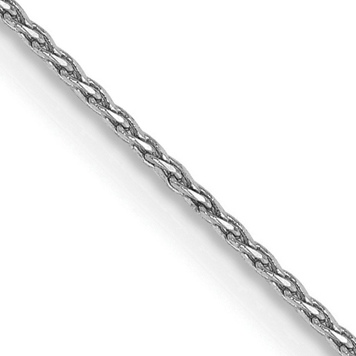 14K White Gold 0.8 mm Polished Chain Necklace, Solid detail view