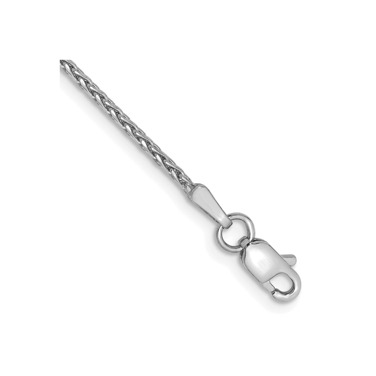 14K White Gold 1.5 mm Polished Chain Anklet, Solid detail view