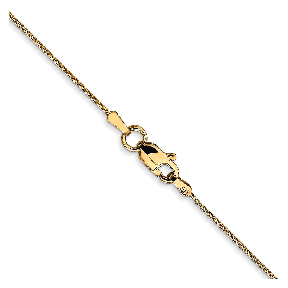 14K Yellow Gold 0.8 mm Polished Chain Necklace, Solid alternate angle