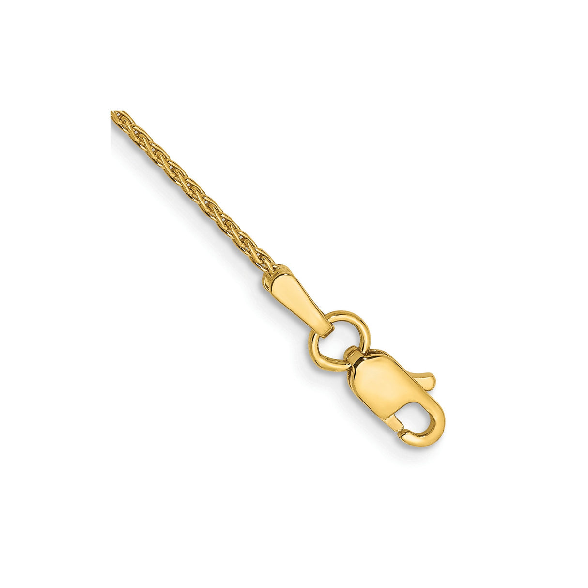 14K Yellow Gold 1 mm Polished Chain Anklet, Solid