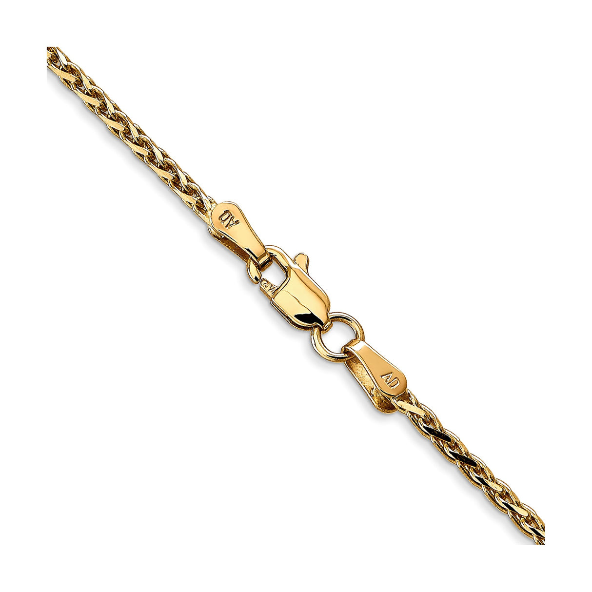 14K Yellow Gold 1.6 mm Polished Chain Necklace, Solid alternate angle