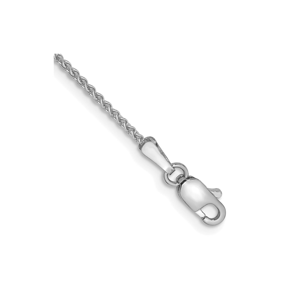 14K White Gold 1.25 mm Polished Chain Anklet, Solid