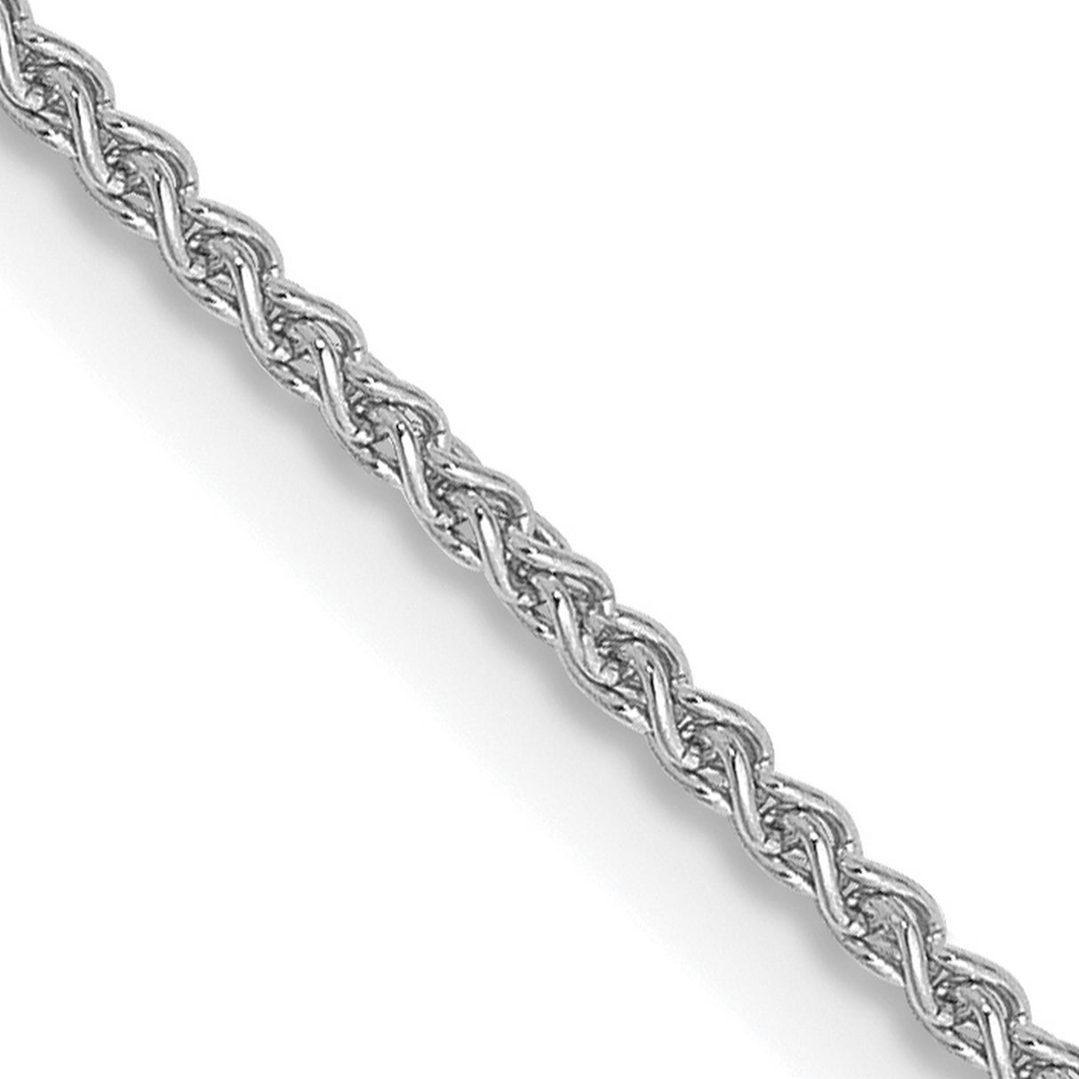 14K White Gold 1.25 mm Polished Chain Necklace, Solid detail view