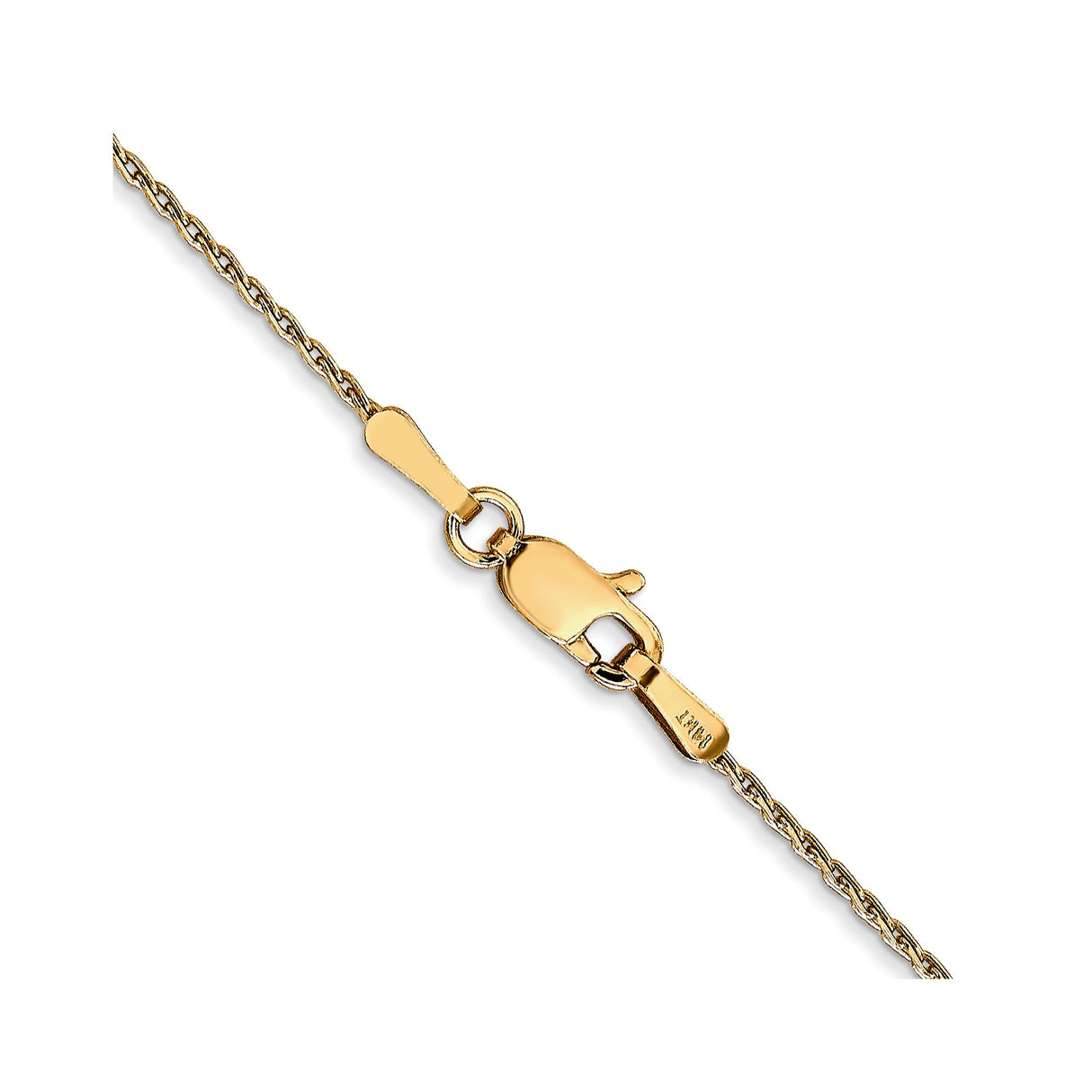 14K Yellow Gold 1 mm Polished Chain Necklace, Solid alternate angle