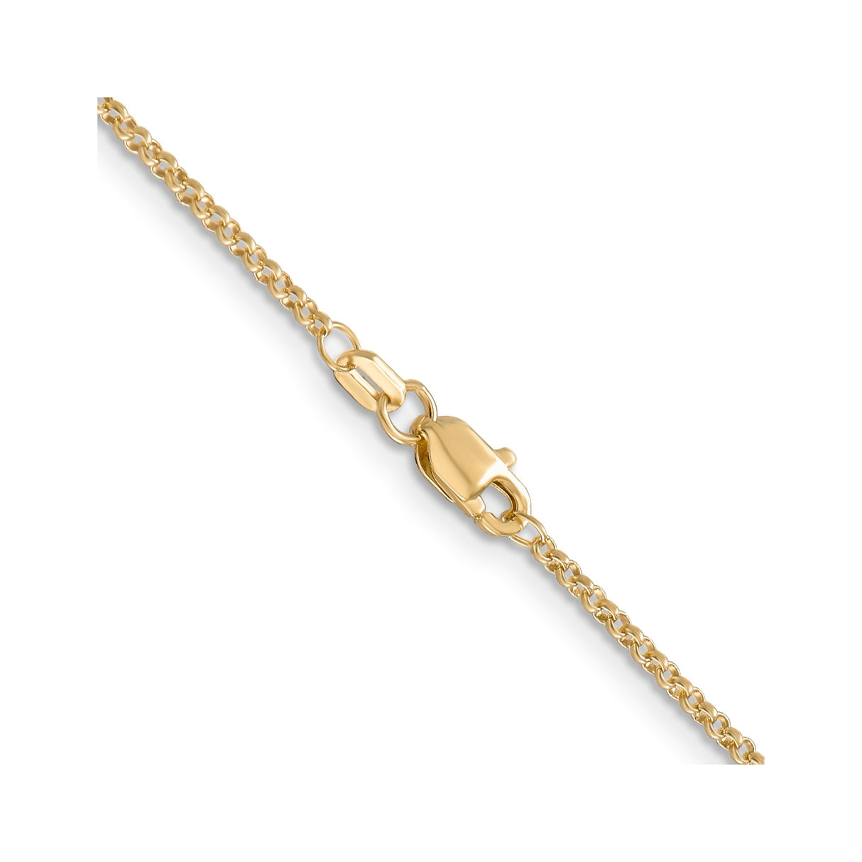 14K Yellow Gold 1.55 mm Polished Chain Necklace, Solid alternate angle