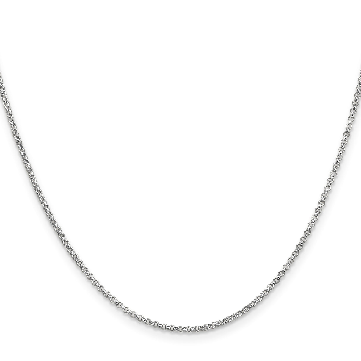 14K White Gold 1.55 mm Polished Chain Necklace, Solid