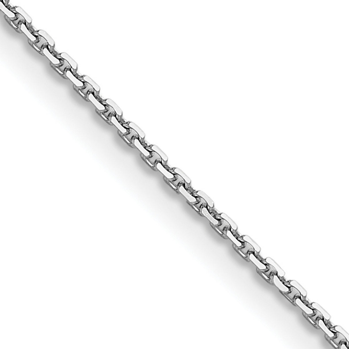 14K White Gold 1.2 mm Polished Chain Necklace, Solid detail view